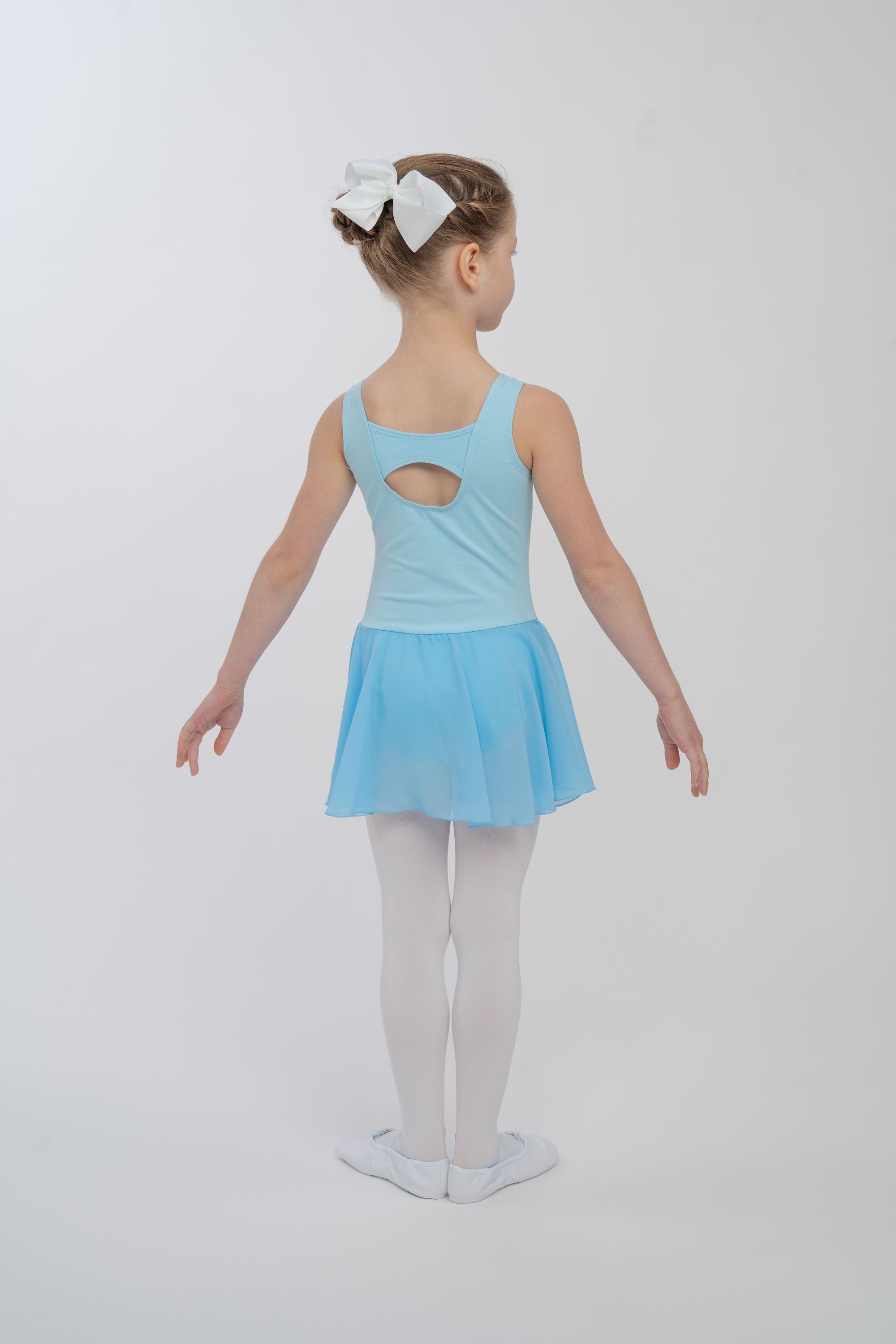 tanzmuster Chiffonkleid Ballettkleid Bella aus weicher Baumwolle Ballettbody mit Schlüssellochausschnitt für Mädchen fürs Kinder Ballett