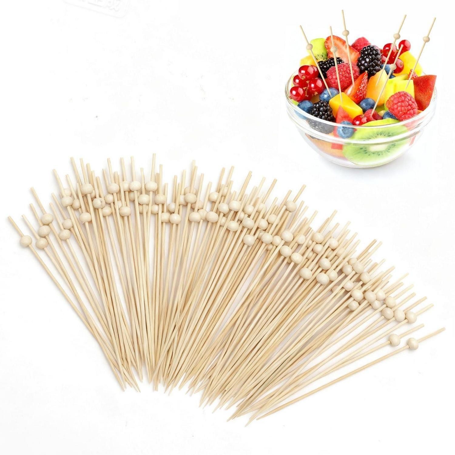 LuxusKollektion Partyspieße Holzspieße 100 Stück 12 cm Cocktailspieße Bambus Fin — Empfehlung für Süße Fruchtspieße