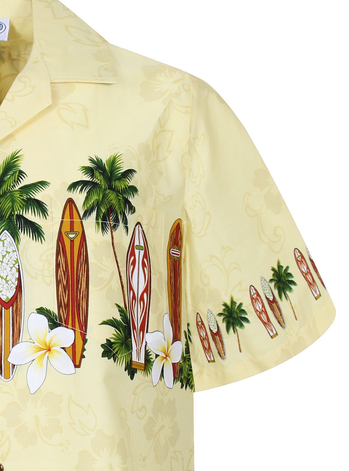 Pacific Legend Hawaiihemd "Surfbretter Brustdruck" Herren Baumwolle Kokosknöpfe Original Hawaii