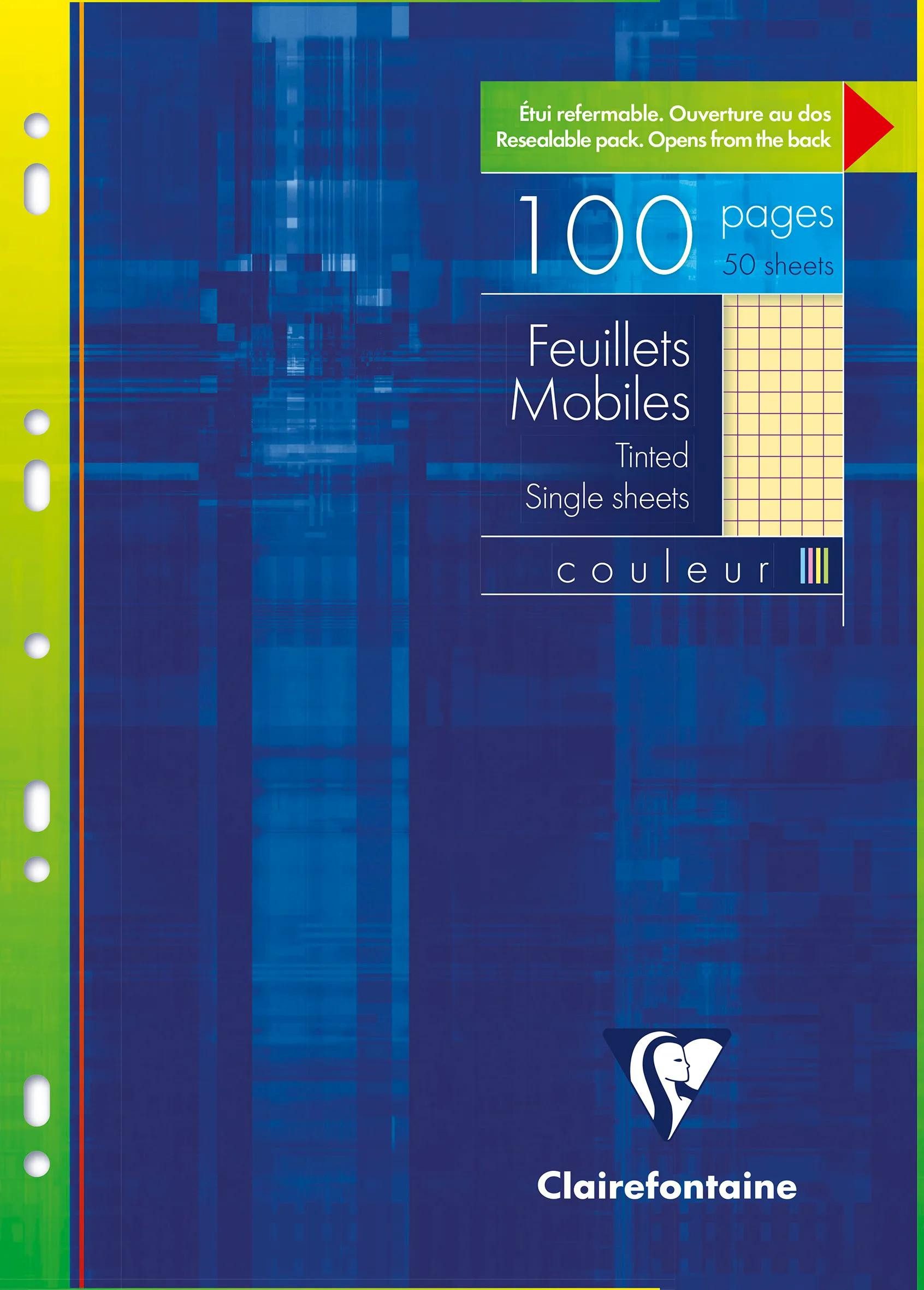CLAIREFONTAINE Notizblock 10x Packung 50 Bl Ringbucheinlagen, A4, 90g, blau, blanko 1746C, Einlagen, Bogen