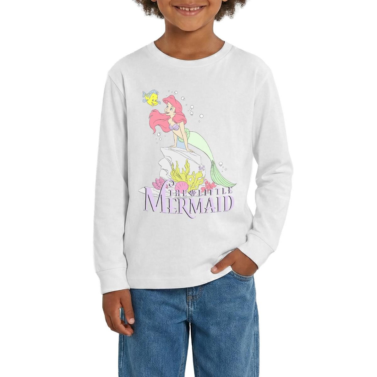 Spreadshirt T-Shirt Arielle Die Kleine Meerjungfrau Auf Felsvorsprung Teenager Premium Lan (1-tlg)
