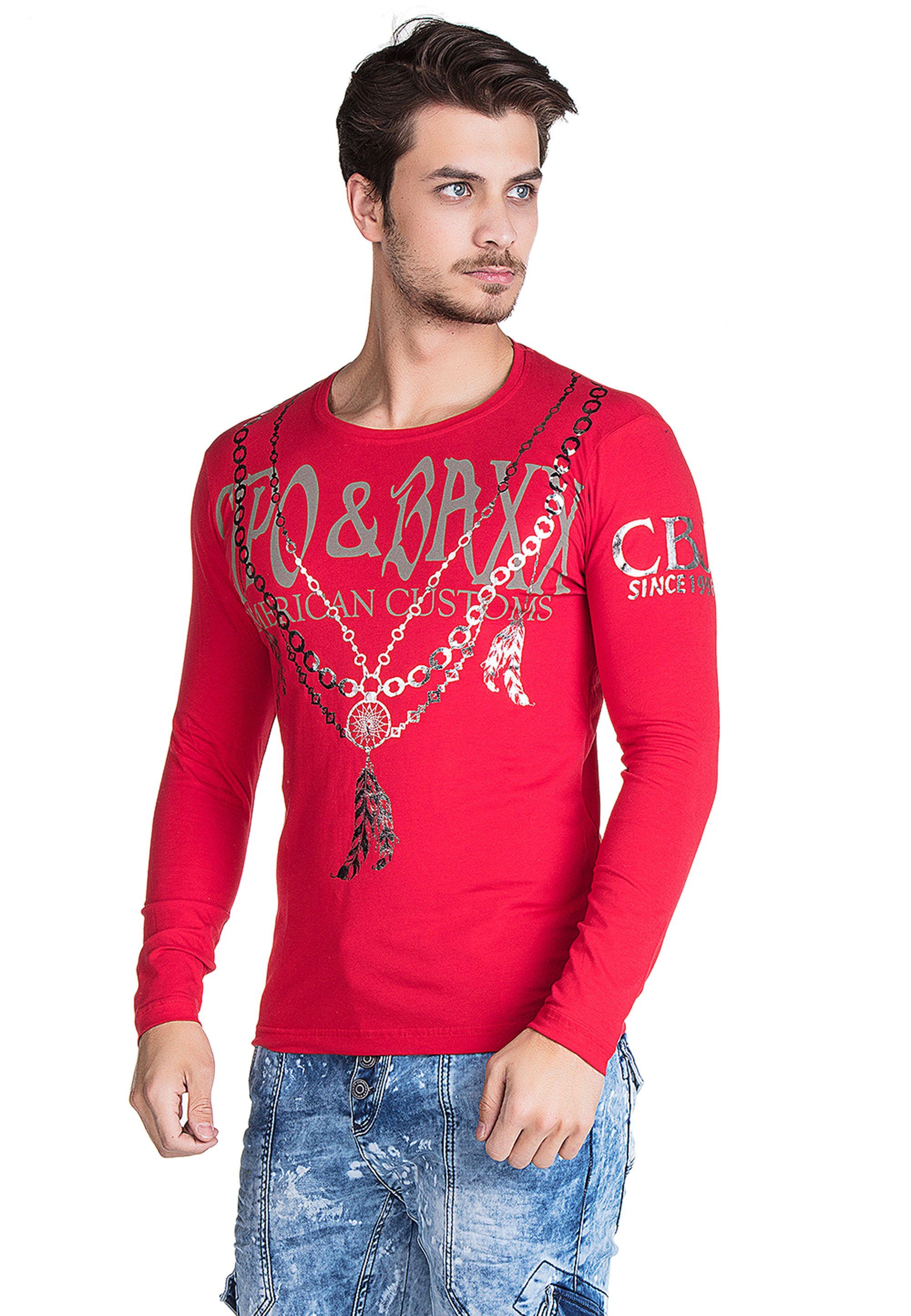 mit rot Cipo Baxx & Print glänzendem Sweatshirt