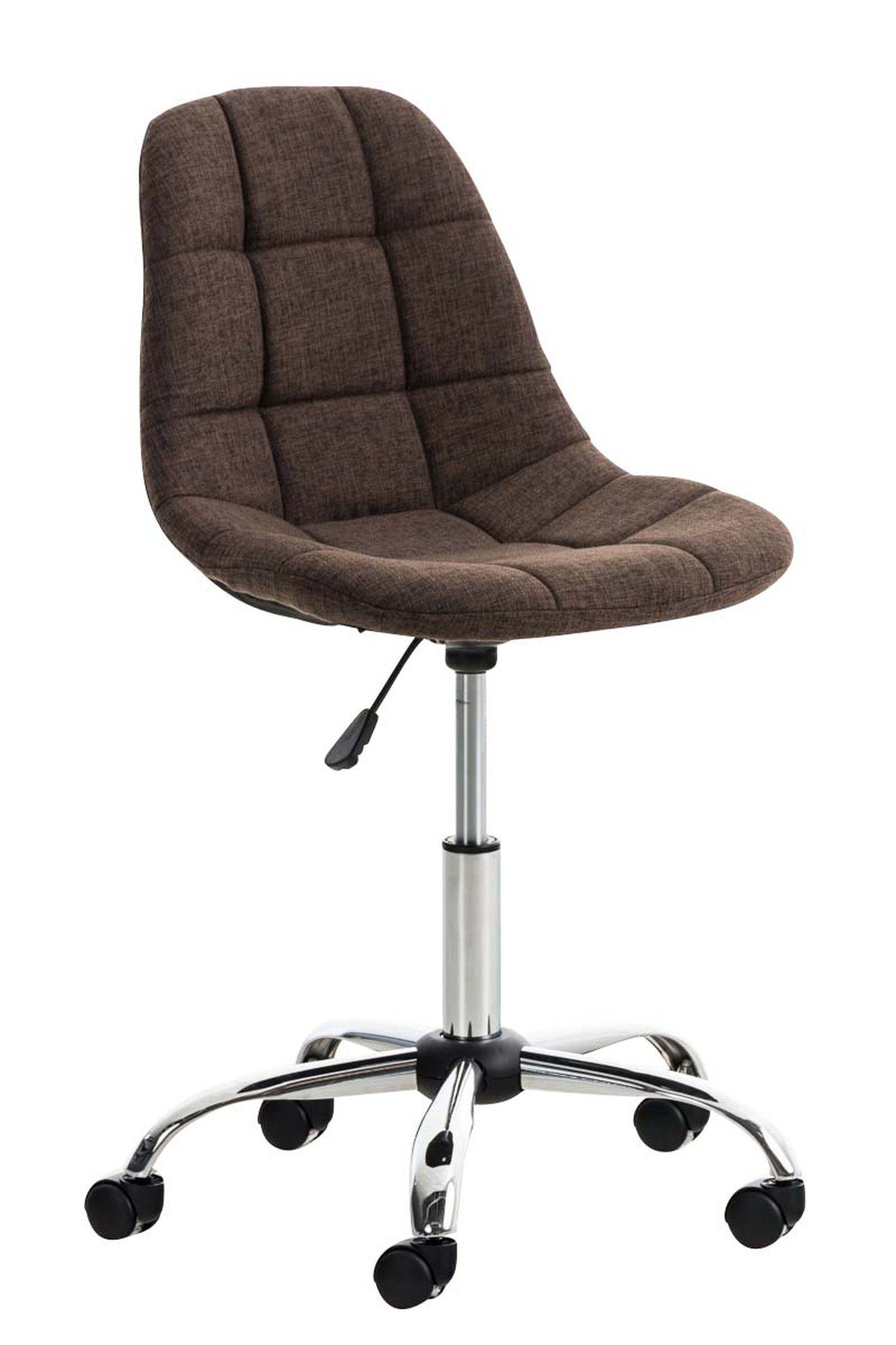TPFLiving Bürostuhl Emily mit bequemer Rückenlehne - höhenverstellbar und 360° drehbar (Schreibtischstuhl, Drehstuhl, Chefsessel, Konferenzstuhl), Gestell: Metall chrom - Sitzfläche: Stoff braun