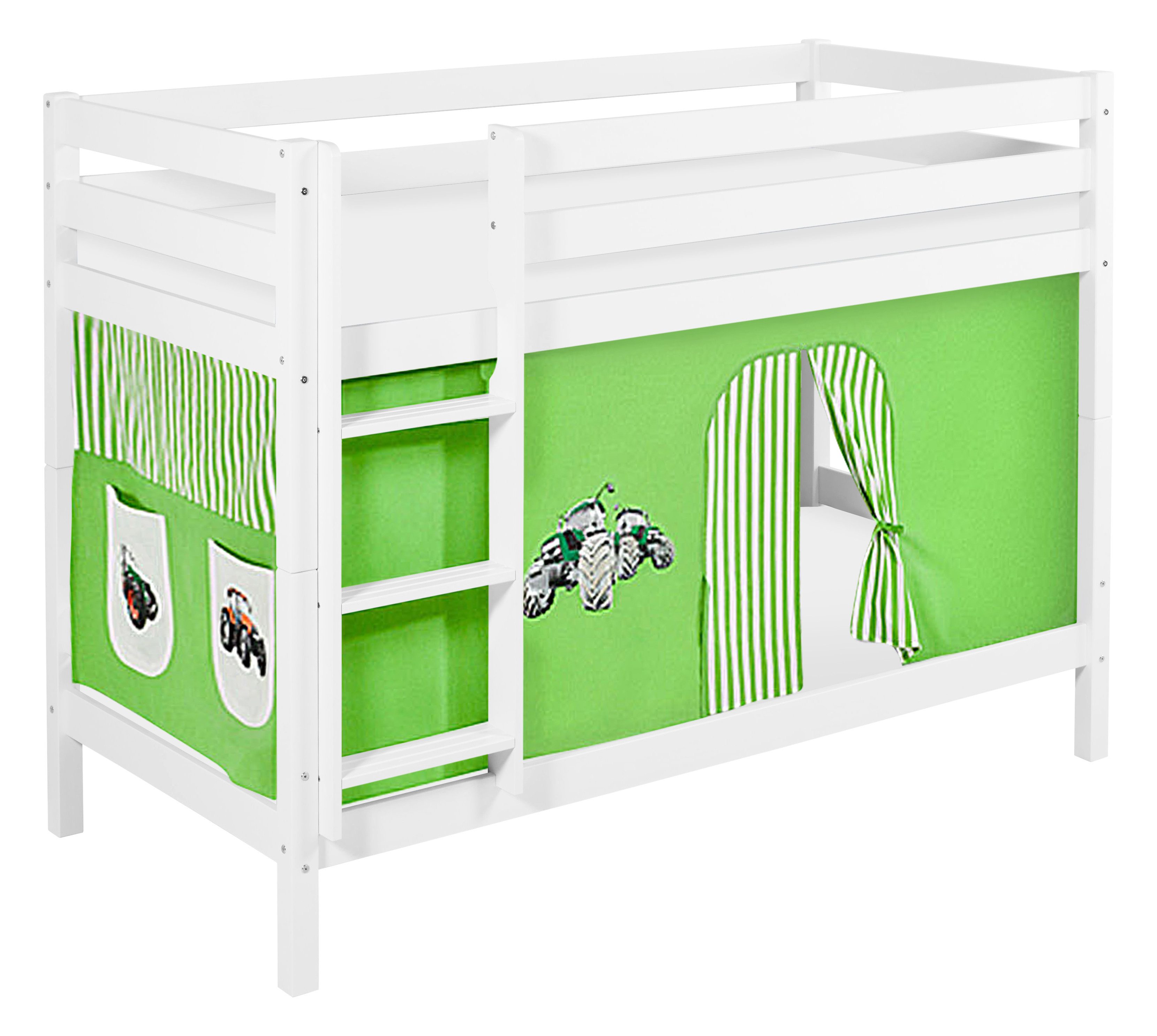 Lilokids Etagenbett JELLE Trecker - Hochbett - weiß - inkl. Vorhang und 2 L günstig online kaufen