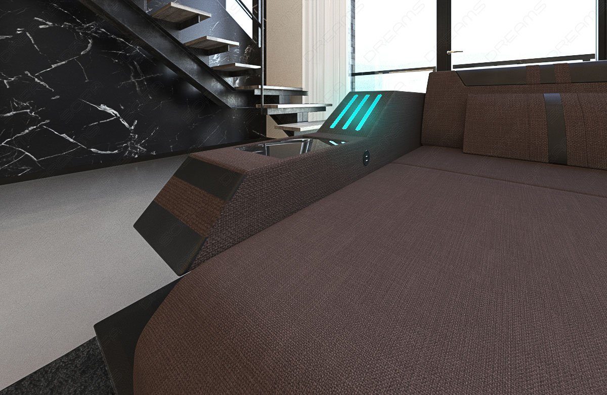 graubraun-schwarz Dreams Sofa Polster Ravenna Stoffsofa, mit Sofa H Strukturstoff Couch wahlweise Bettfunktion Stoff Wohnlandschaft XXL