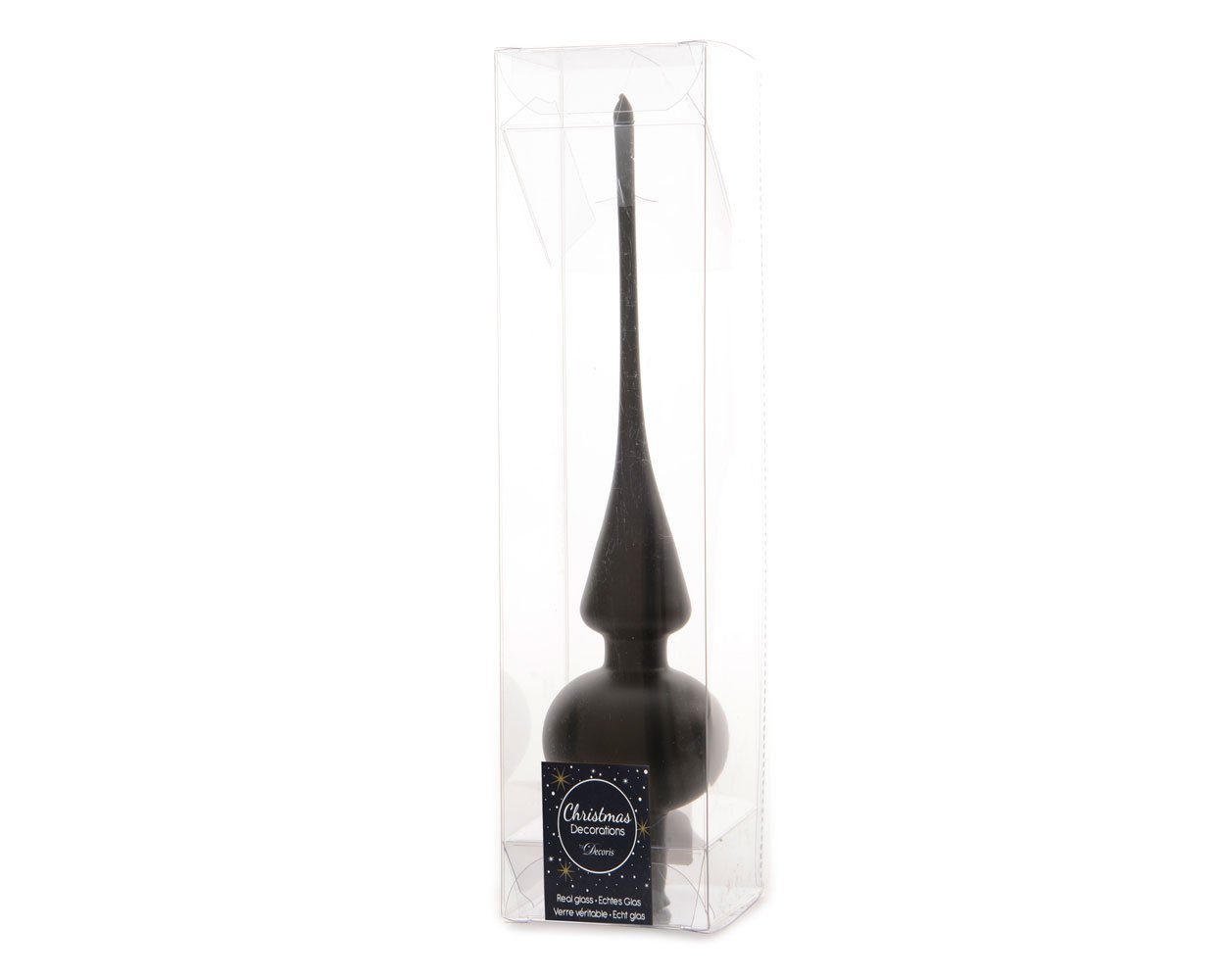Kaemingk Christbaumspitze, Christbaumspitze Glas 26cm schwarz matt