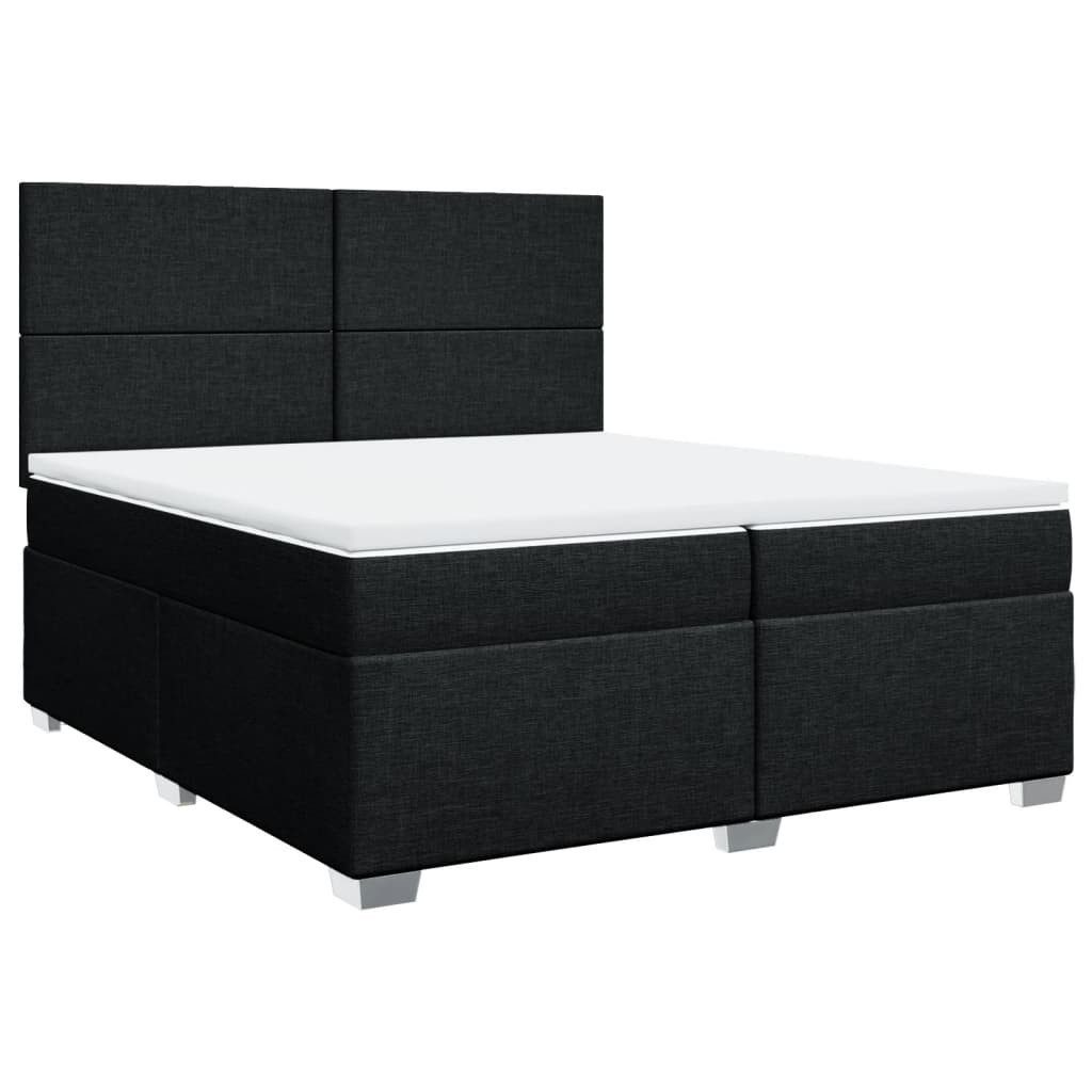 Bett Boxspringbett mit Matratze Schwarz 200x200 cm Stoff
