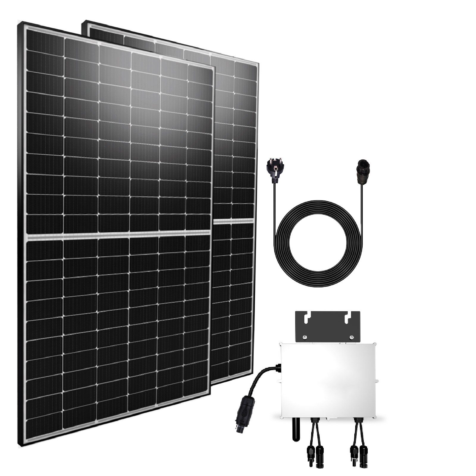 SOLAR-HOOK etm Solaranlage 900W Balkonkraftwerk Komplettset mit 450W Solarmodule, NEP 800W WIFI Wechselrichter und 10m Schuckostecker