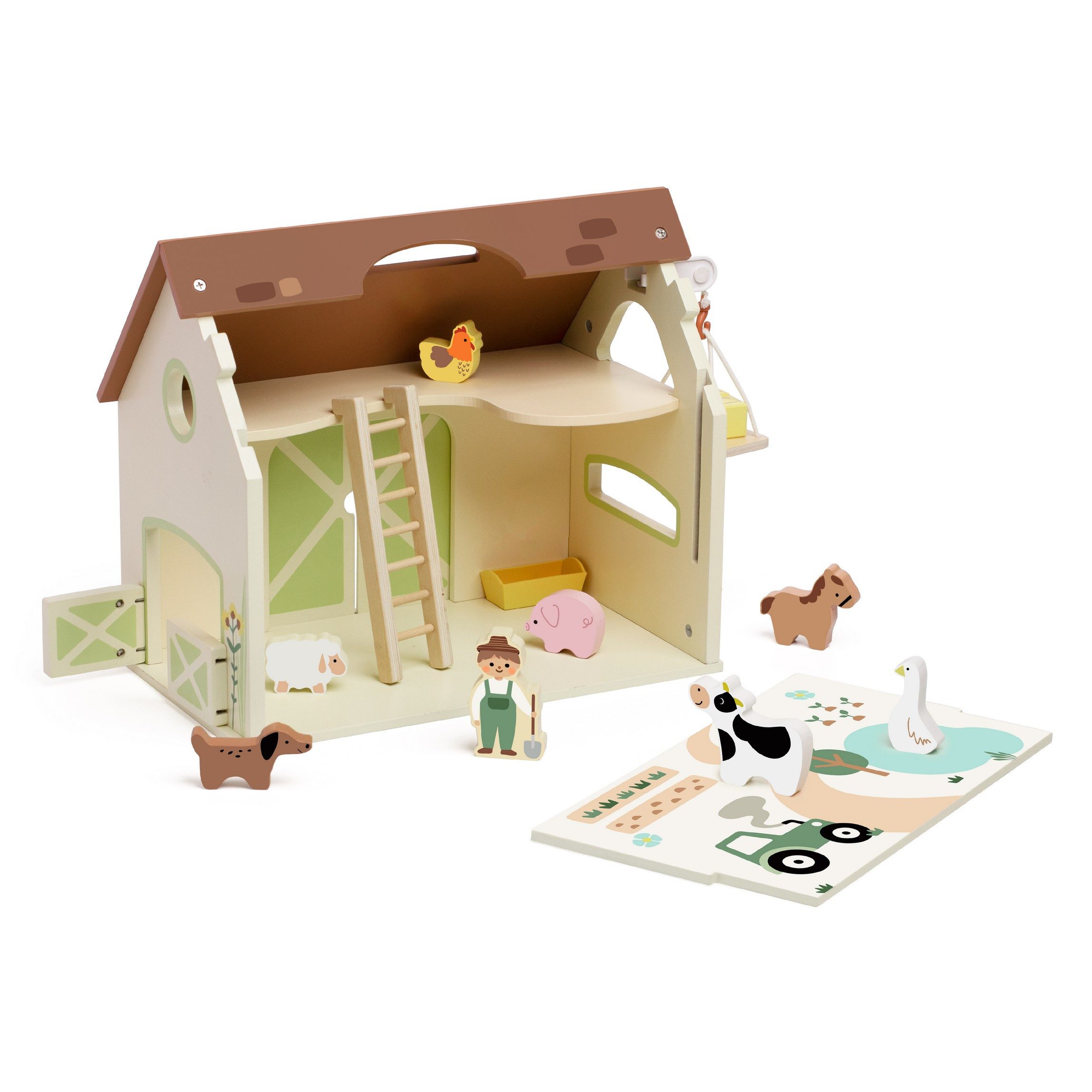 Classic World Spielwelt Classic World - Bauernhof Vintage - 34,8x18,7x26,1 cm - 3Y+, (17-tlg), aus Holz