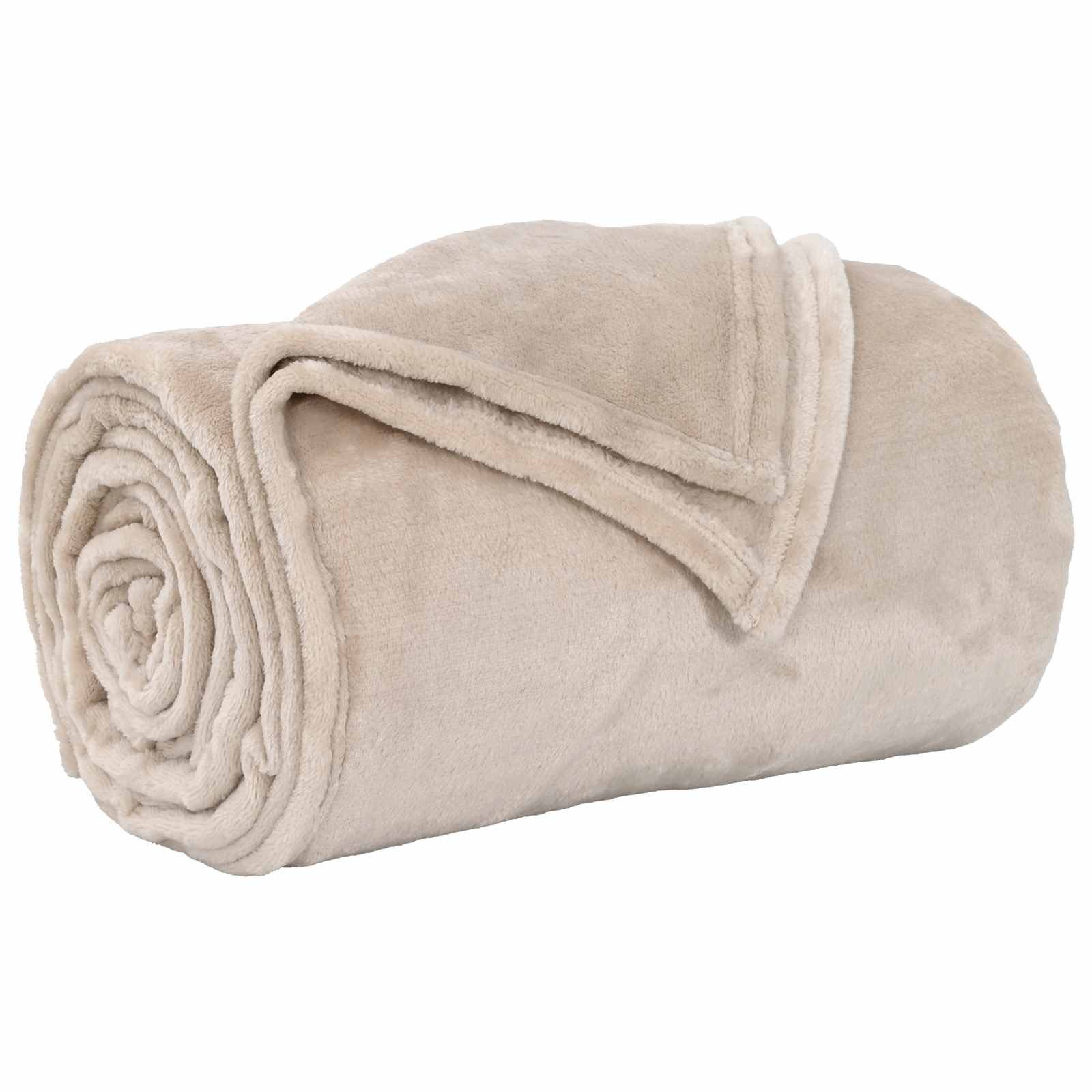 Bettüberwurf Wohndecke Beige 150 x 200 cm 0.75 kg Fleece