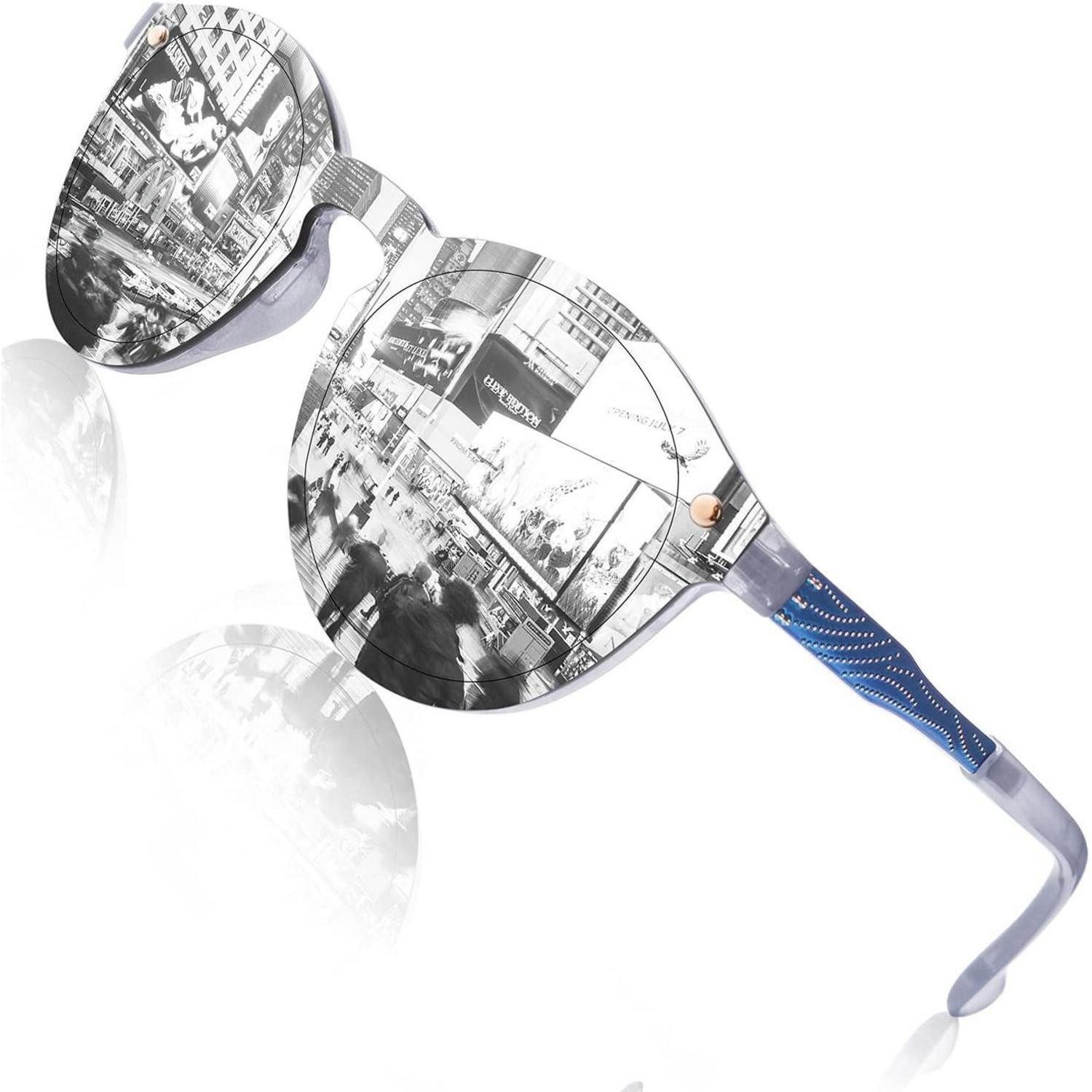 LuxusKollektion Monoscheibensonnenbrille Sonnenbrille Damen Herren verspiegelt rund UV400 silber Silber Silber