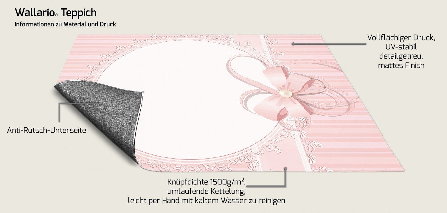 Wallario Teppich Geschenkkarte, Bänder, Spitzen und Schleifen in rosa, rechteckig, rutschfest
