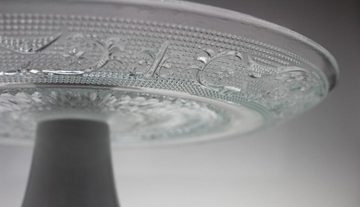 Sendez Kuchenplatte Kuchenplatte mit Relief Ø29cm Tortenplatte Tortenständer Servierplatte, Glas