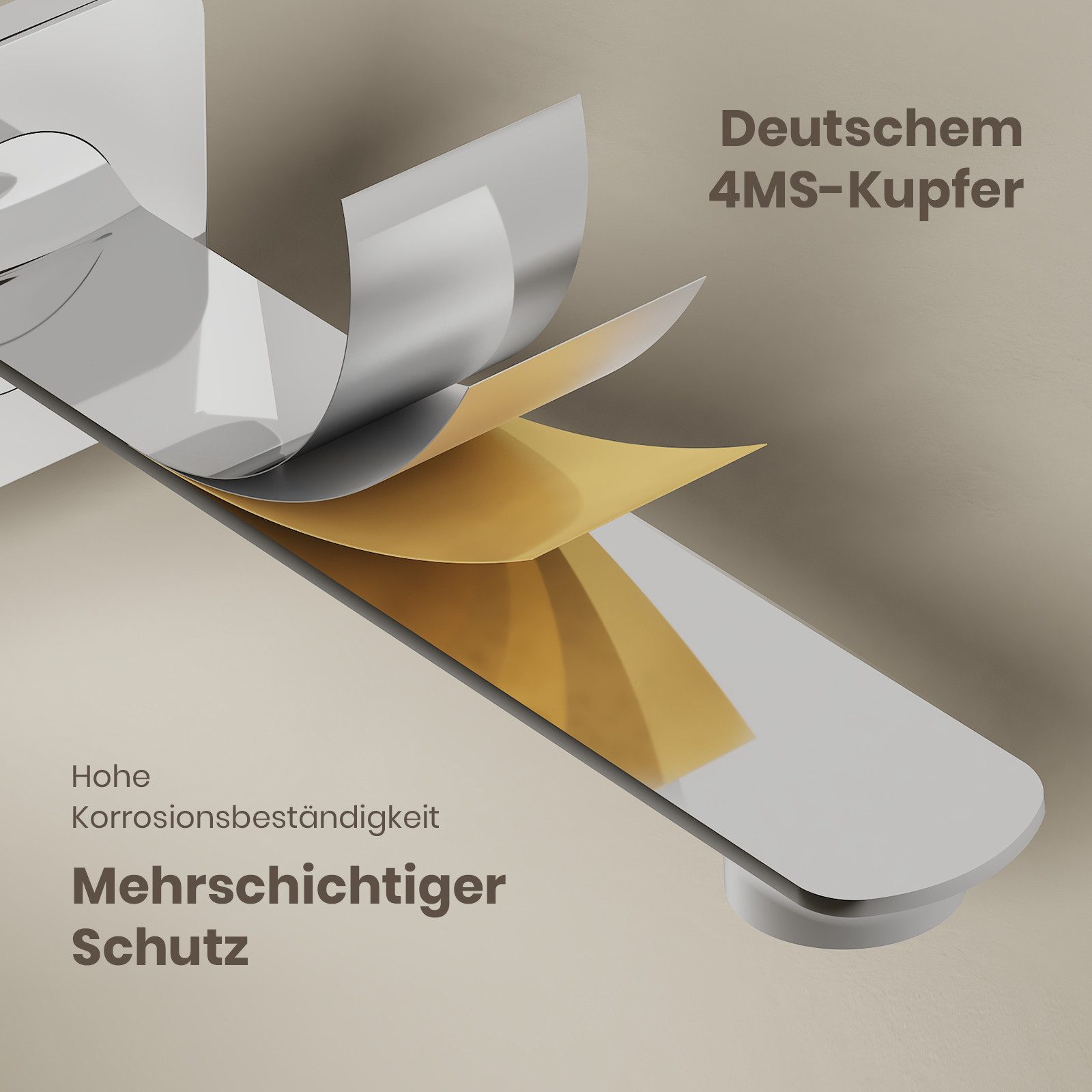 EMKE Unterputzarmatur Unterputz Küchenarmatur Wandarmatur Küche Wasserhahn bad (Einhebelmischer) Ventilkern aus Keramik