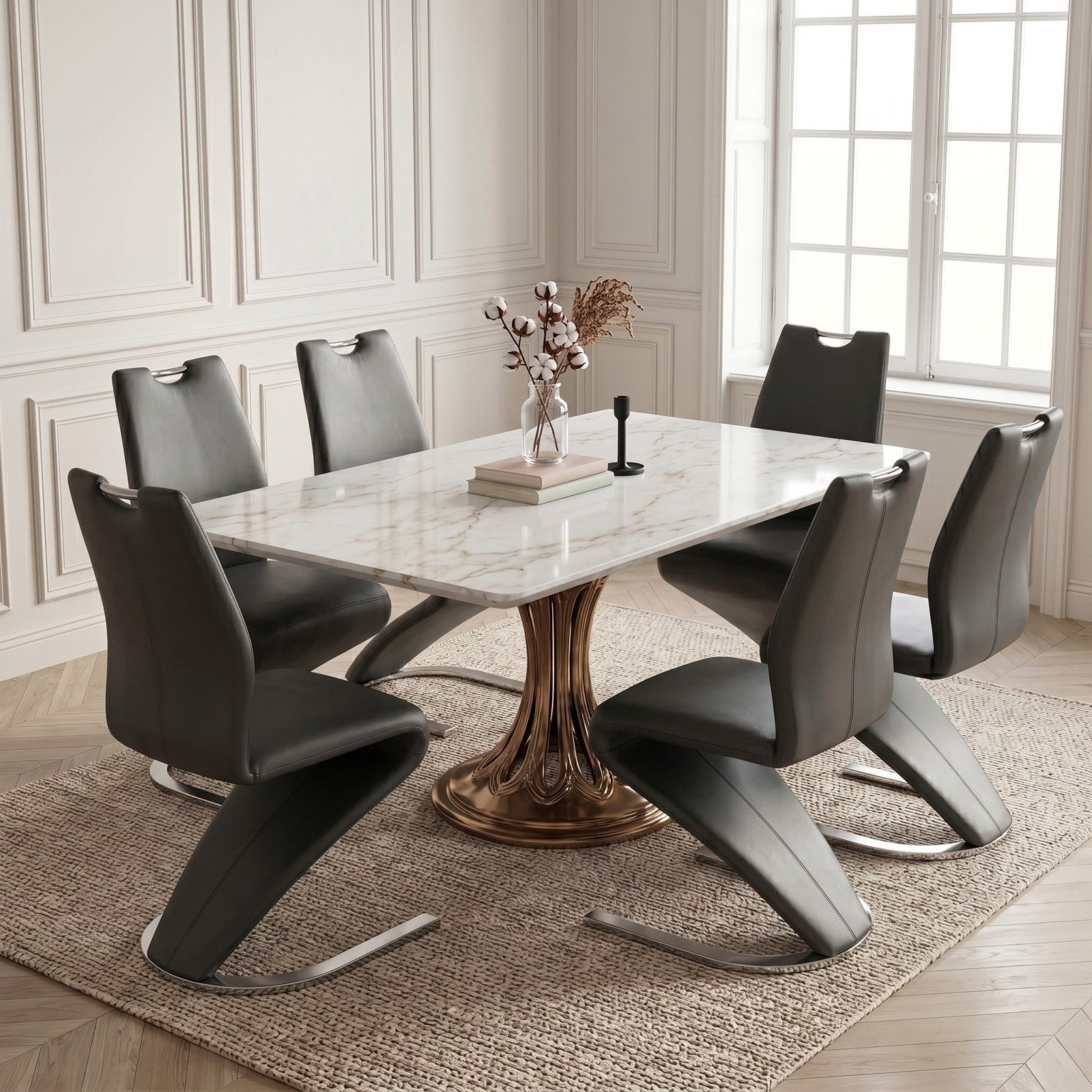 Jiexi Freischwinger Modernes Freischwinger-Set PU-Leder, Z-Form Design, 2/4/6/8er Set