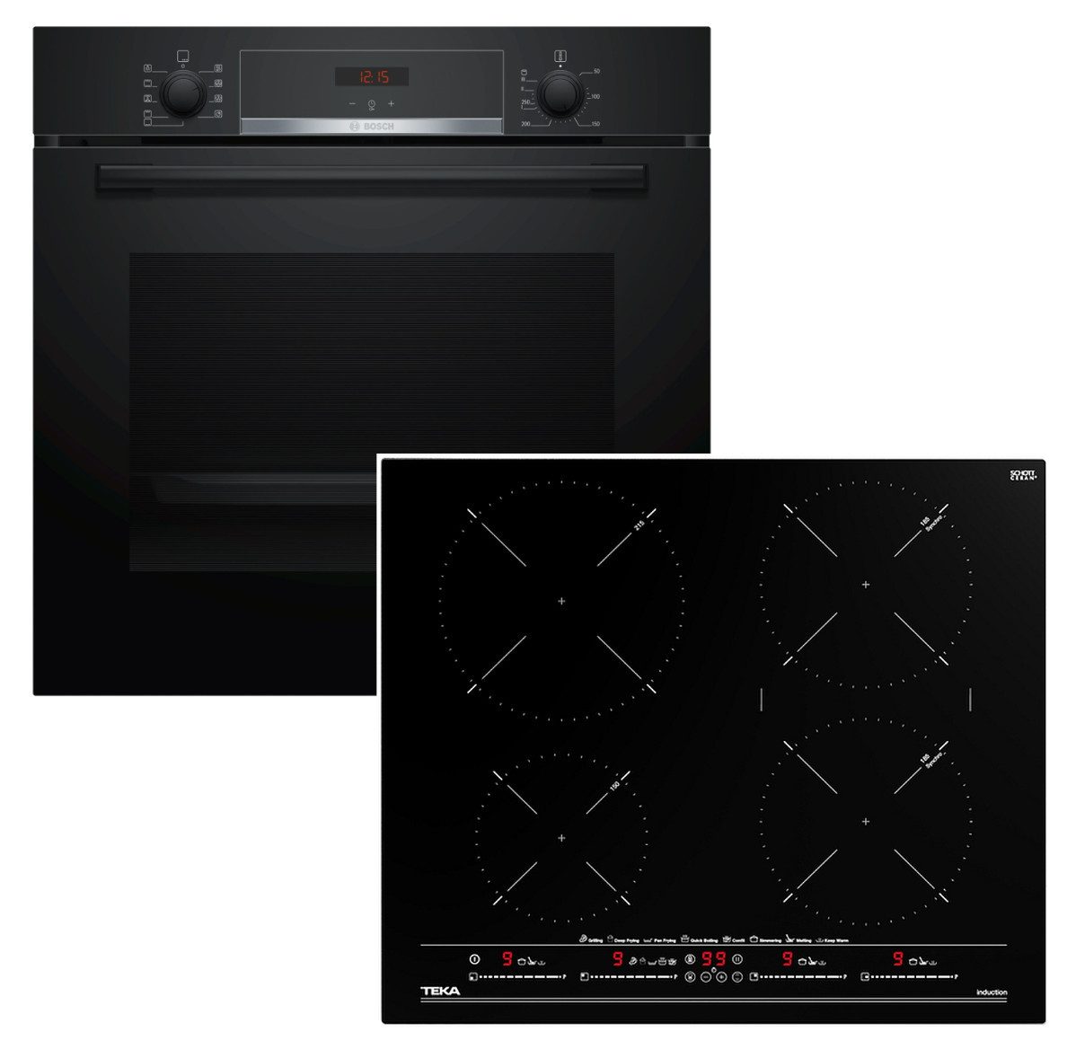 BOSCH Induktions Herd-Set Backofen Teleskopauszug + Teka Induktionskochfeld MULTISLIDER