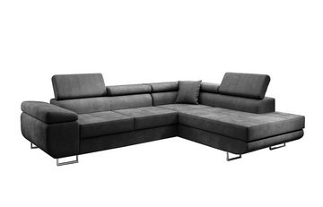 Beautysofa Ecksofa Vild, Eckcouch im modernes Stil, Stilvoll Eckcouch, Einstellbare Kopfstützen, inklusive Shlaffunktion und Bettkasten