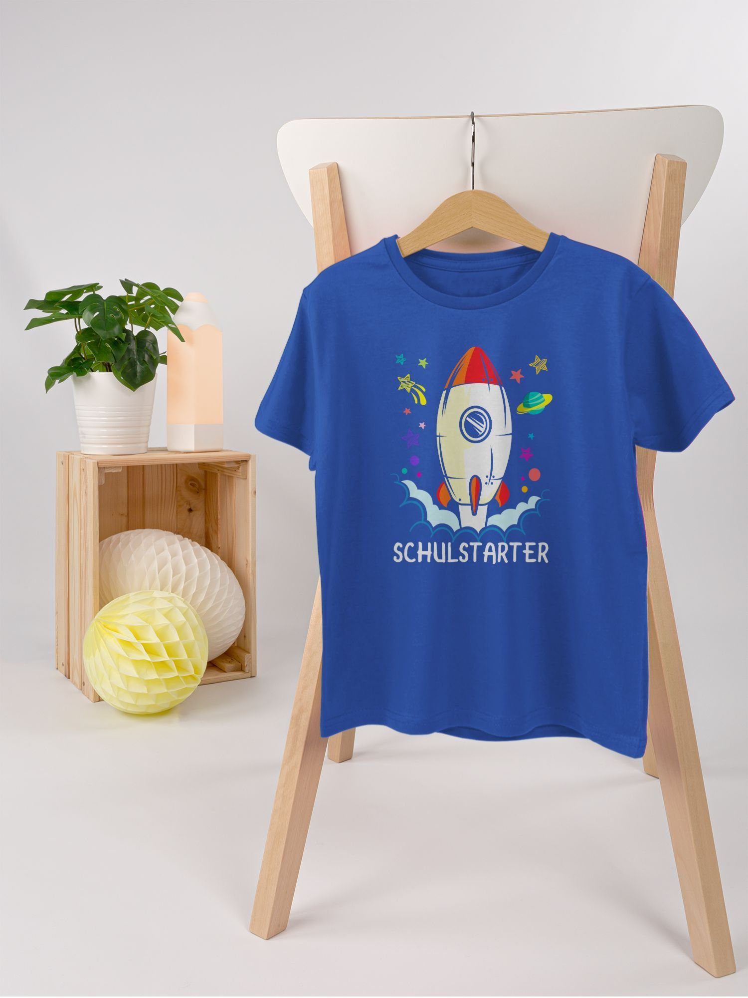bunt Geschenke Rakete - Schulstarter Royalblau Schulanfang Shirtracer Einschulung T-Shirt 2 Junge