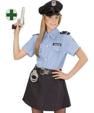 Karneval-Klamotten Polizei-Kostüm Polizistin Cop Uniform Mädchenkostüm mit Pistole, Kinderkostüm Komplett Polizei mit Mütze und Pistole Faschingskostüm