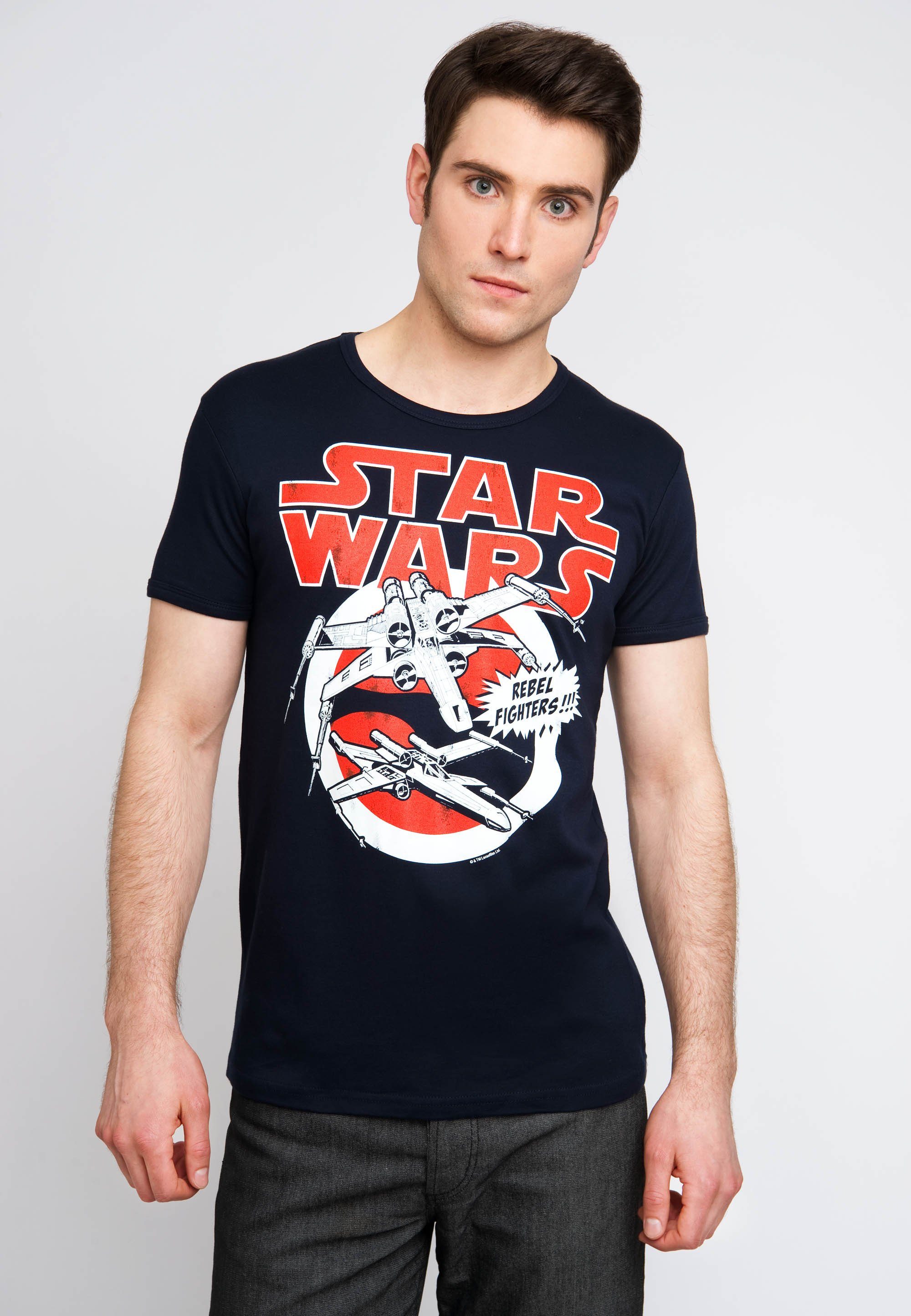 LOGOSHIRT T-Shirt Star Wars X-Wings mit großem Retro-Print