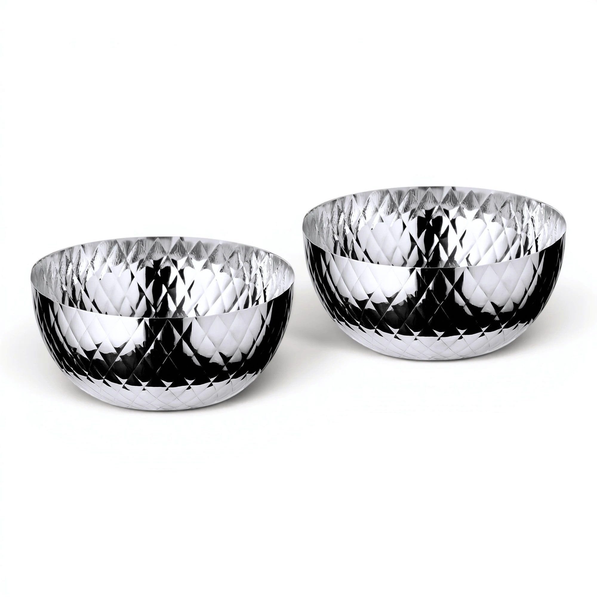 EDZARD Servierschale Ponza 2er Set Ø 15 cm (H 10 cm), Edelstahl, gemustert