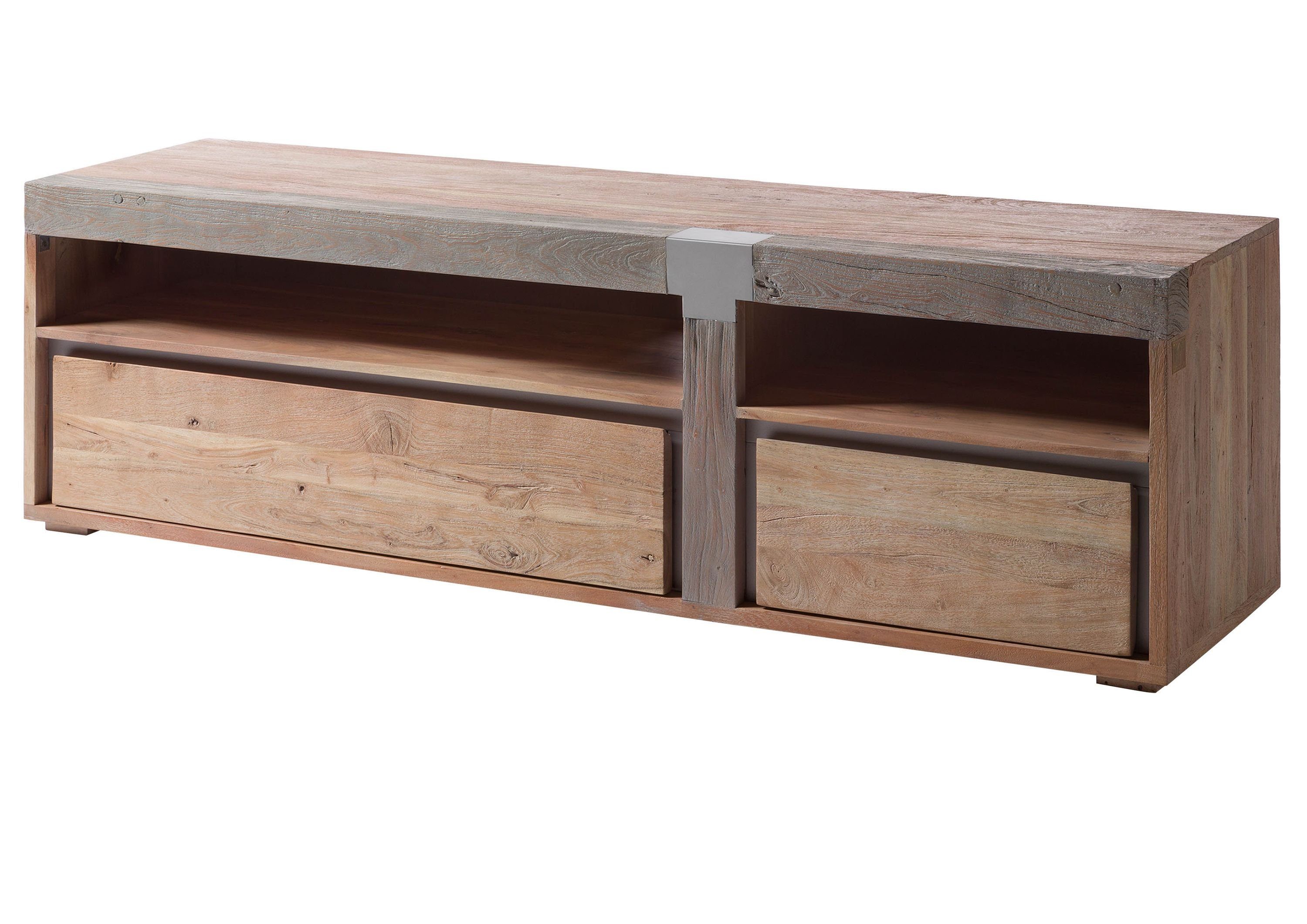 Massivmoebel24 TV-Board AMSTERDAM (Massivholz), TV-Board Akazie 180x48x55 beige lackiert Amsterdam #125