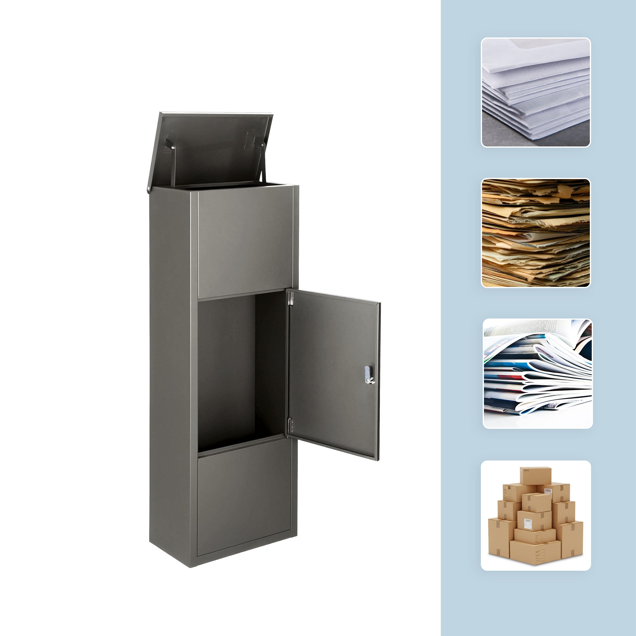 relaxdays Paketbriefkasten Paketbox mit 4 Schlüsseln, Dunkelgrau – Bild 5 von 5