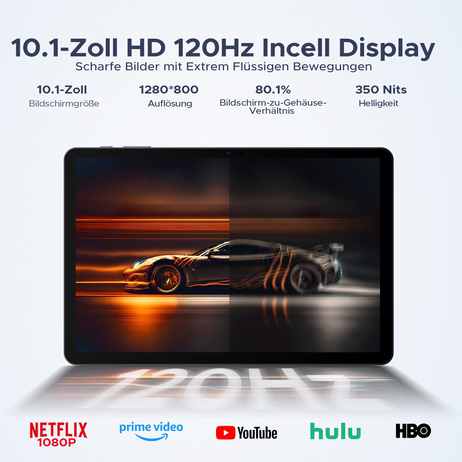 POCKAM P10 10 Zoll Android 16 Tablet mit Tastatur, 128GB ROM, 8800mAh, 120Hz Tablet (10", 128 GB, Android 16, WIFI, 8 GB, Android 16, 13 MP, Gemini AI, 5G WiFi/Widevine L1/GPS/Face ID)