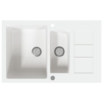 vidaXL Küchenspüle Küchenspüle mit Doppelbecken Weiß Granit Spülbecken, 80/50 cm