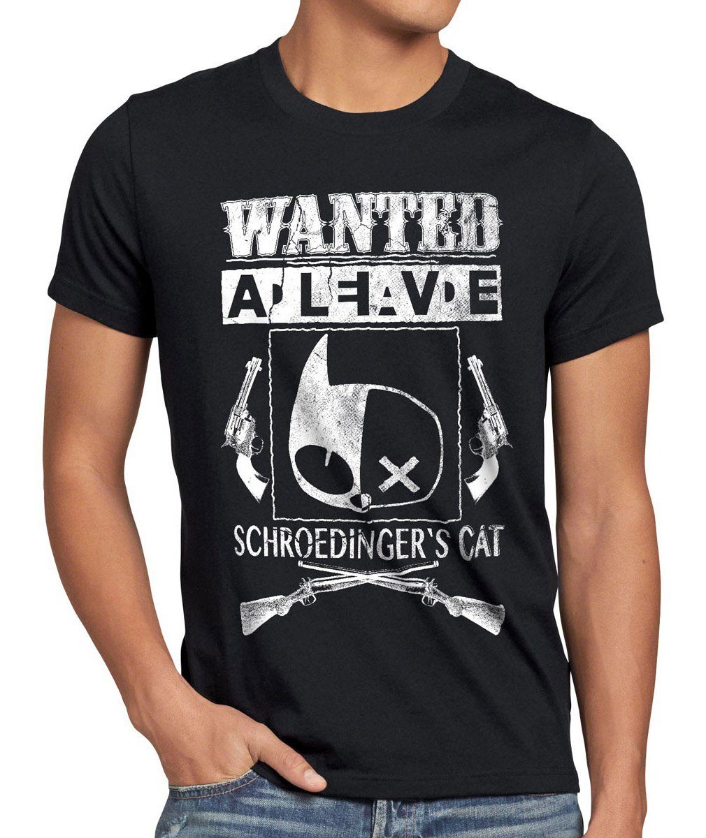 style3 Print-Shirt Herren sheldon big Katze schwarz T-Shirt schrödingers Wanted bang theory Schroedinger's