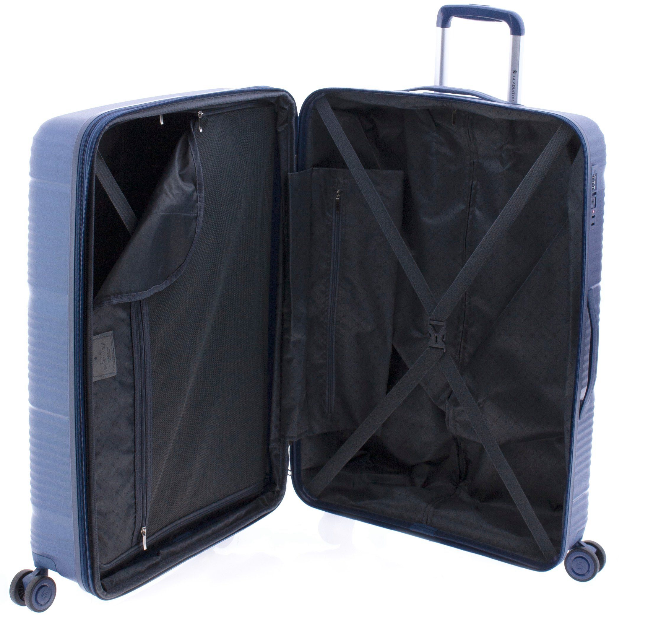 grün Koffer Dehnfalte, Hartschalen-Trolley TSA-Schloss, Rollen, Polypropylen, XL - od beige 4 76 blau, cm, schwarz, GLADIATOR