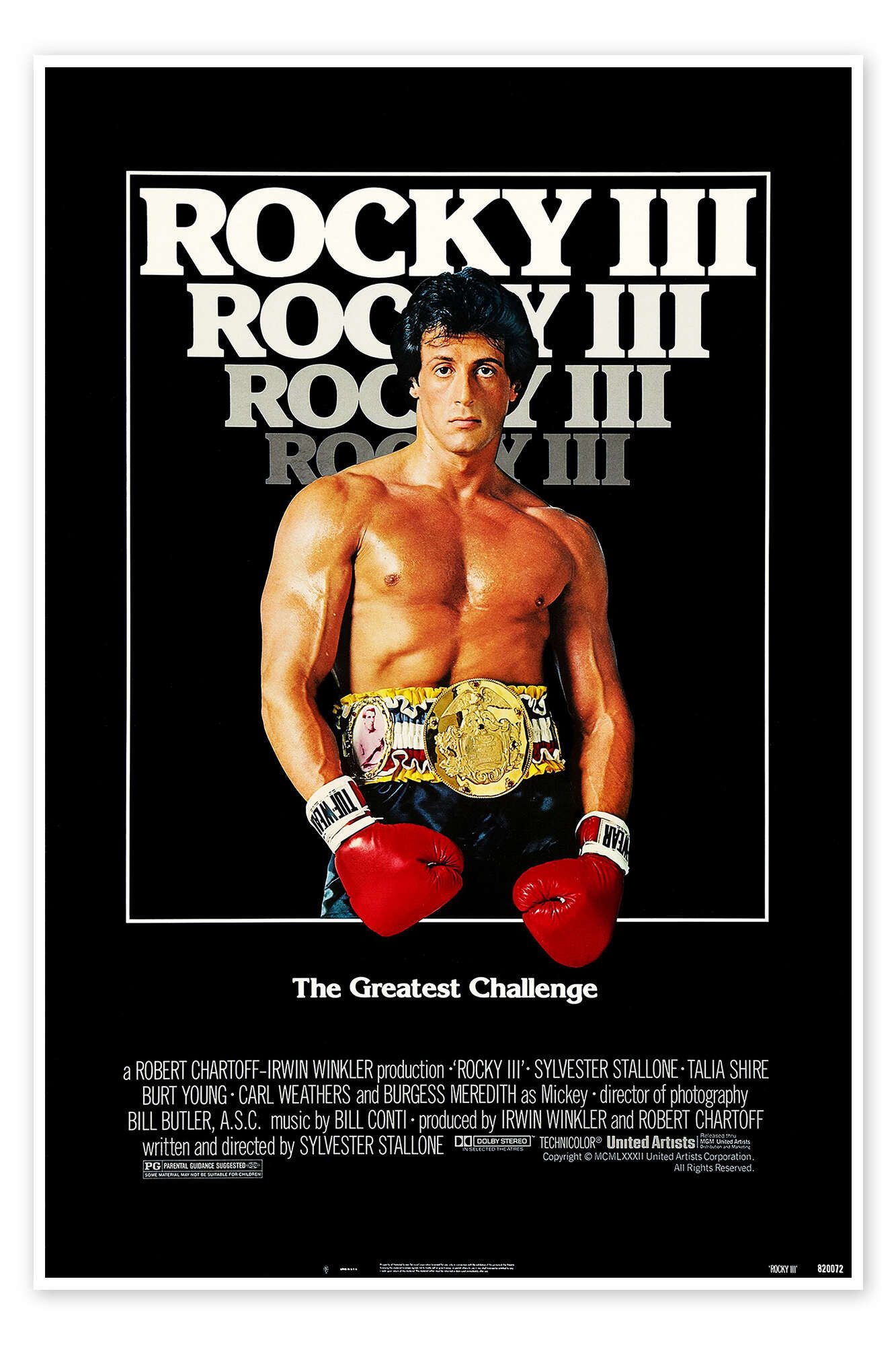 Posterlounge Wandbild Rocky III, Vintage Entertainment Collection, erhältlich als Плакат, Leinwandbild, Wandsticker oder Acrylglasbild