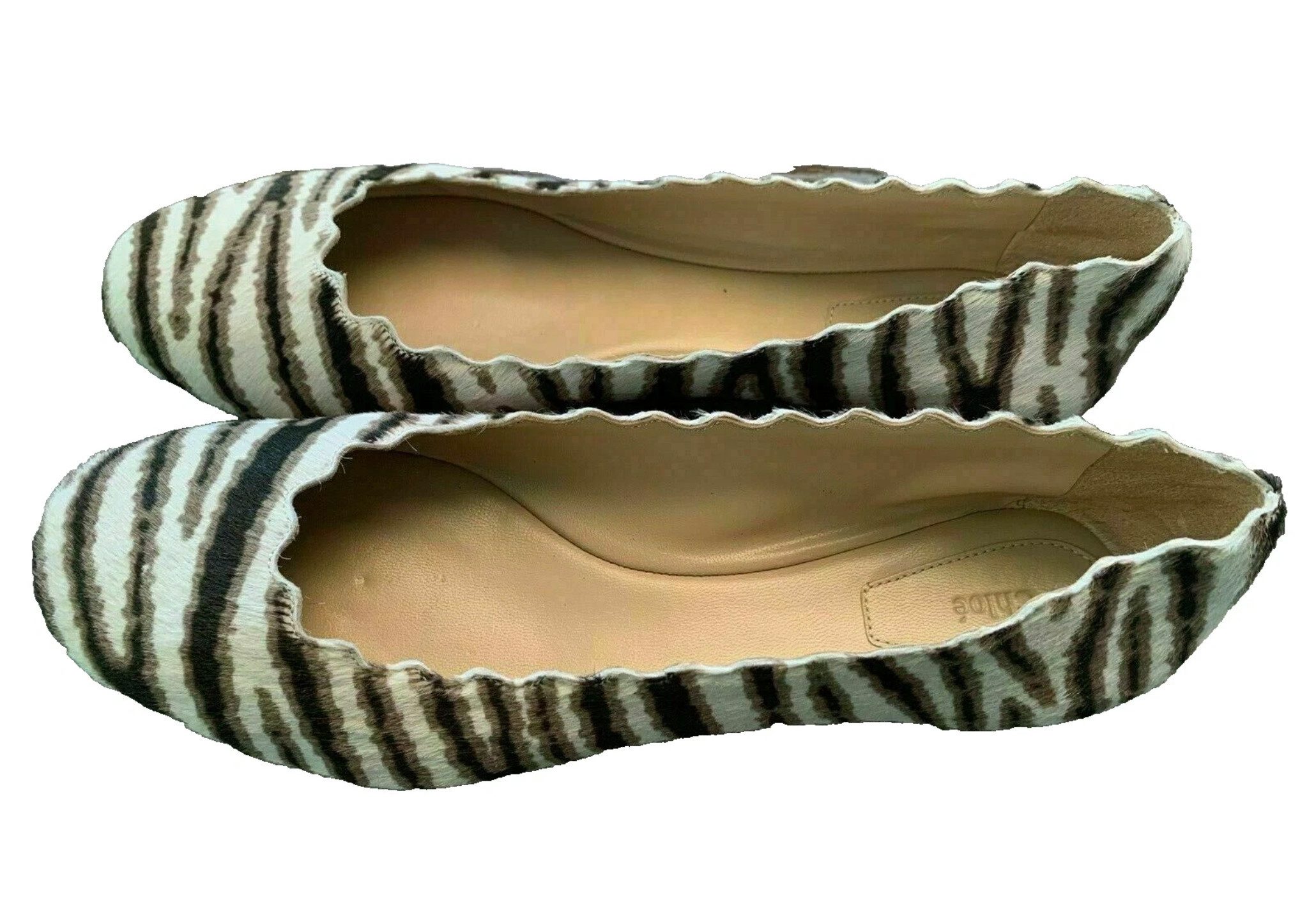 Chloé Lauren Limited Edition Zebra Schuhe Slippers Ballerina gepolsterte Innensohle, anschmiegsame Passform