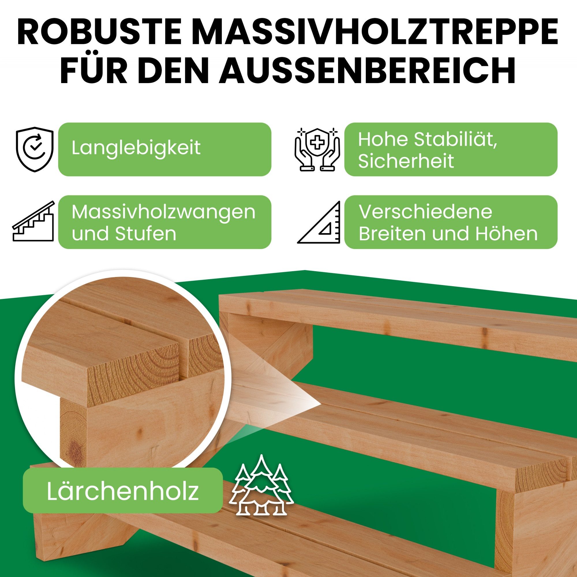 Gartenwelt Riegelsberger Außentreppe Terrassentreppe aus Lärche günstig online kaufen