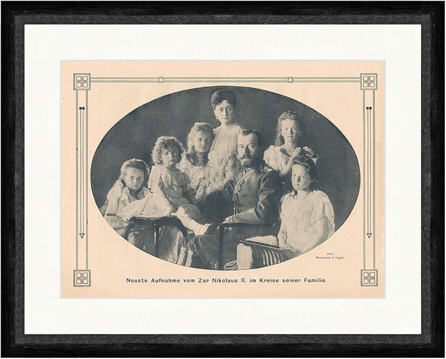 Kunstdruck Zar Nikolaus III. im Kreise seiner Familie Alexandra F_Vintage 01622 G