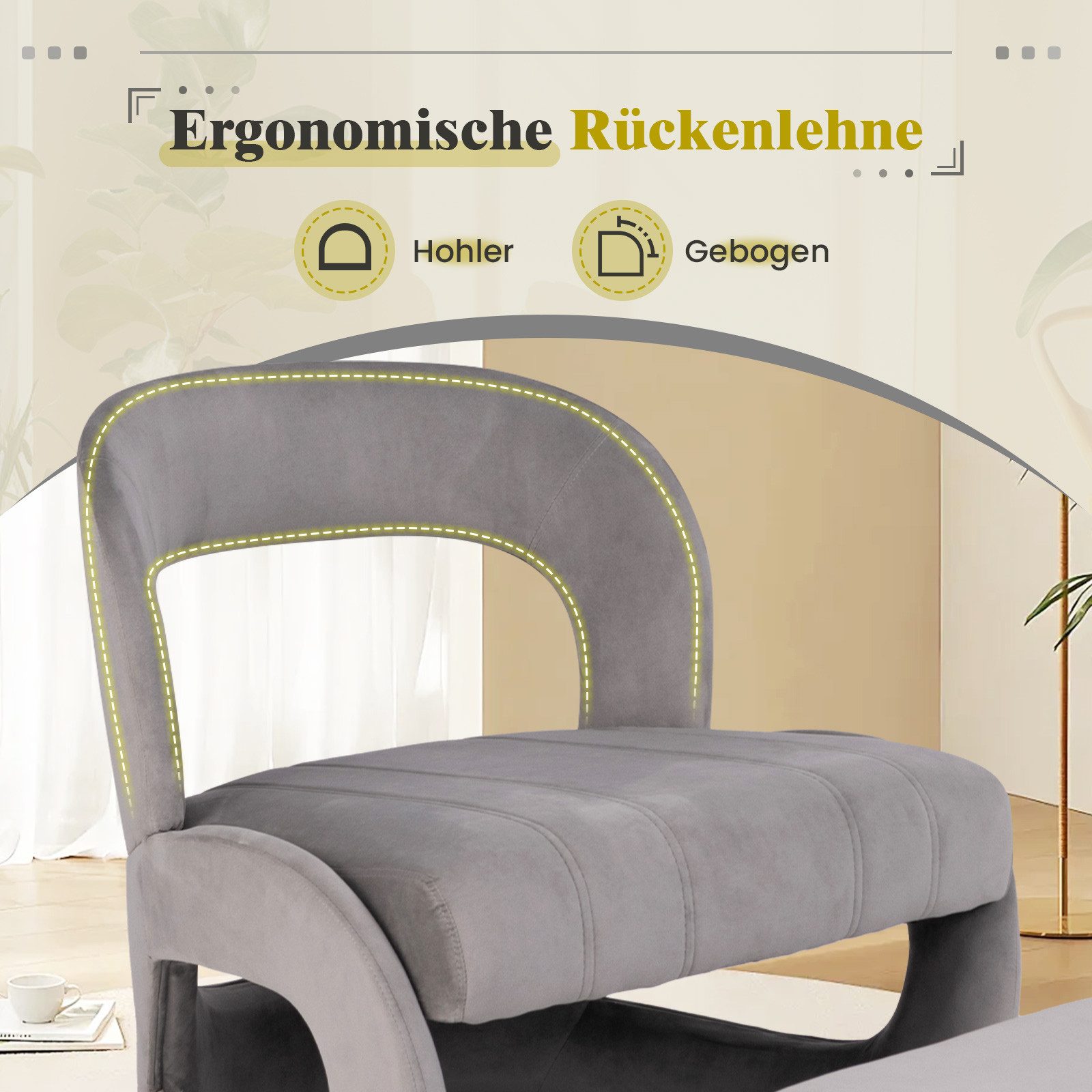 COSTWAY Relaxsessel (2-St), mit Hocker, gepolstert, mit offenem Rücken
