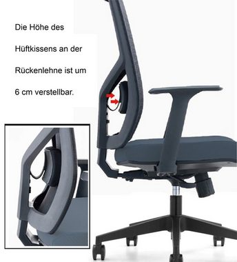 MIIGA Bürostuhl (1 Stuhl-Set), ergonomisch, verstärkte & kippbare Rückenlehne, höhenverstellbarer Sitz, verstellbare Armlehnen, Belastbarkeit bis 150 kg, rutschfeste Polyurethan-Rollen, verstellbares Sitzkissen