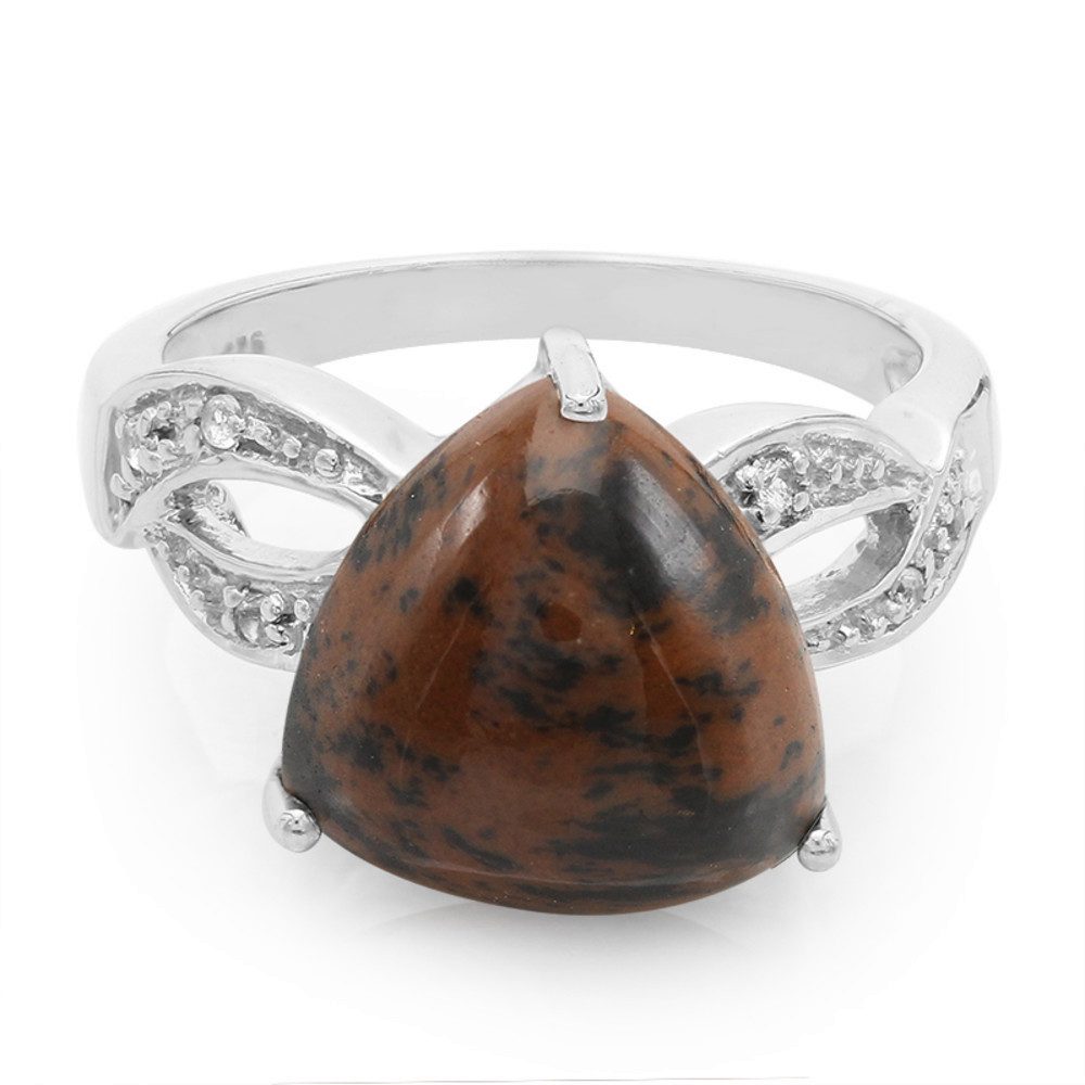Cavill Silberring Cavill Sterlingsilber Ring 5,39 ct Mahagoni-Obsidian mit Topasen (1-tlg)