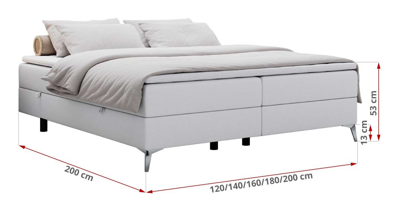 Boxspringbett Multipocket-Matratze, MÖBEL Topper mit und Bettkasten, MKS Modern Doppelbett LESS,