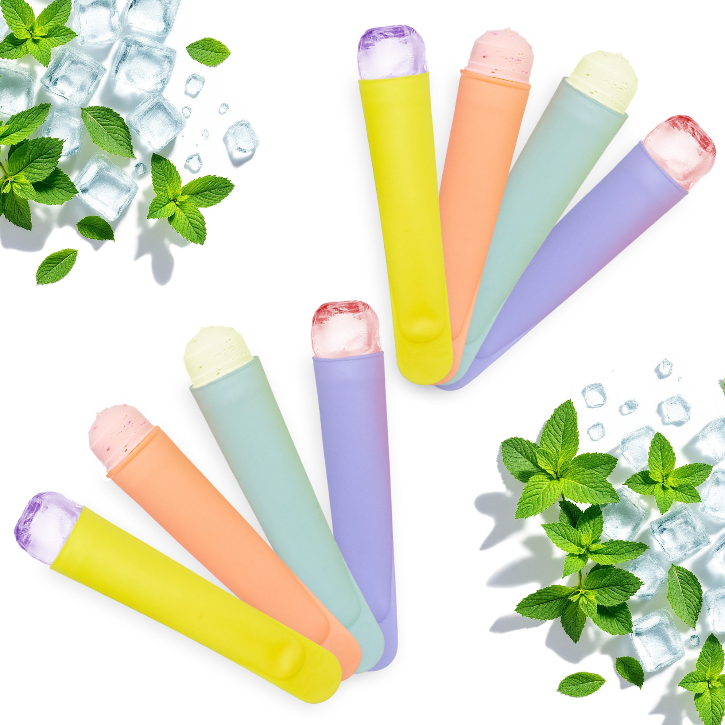 Spetebo Eisform Silikon Eisform Tüte mit Deckel 78 ml - 8er Set, (Anzahl 1-tlg), wiederverwendbar