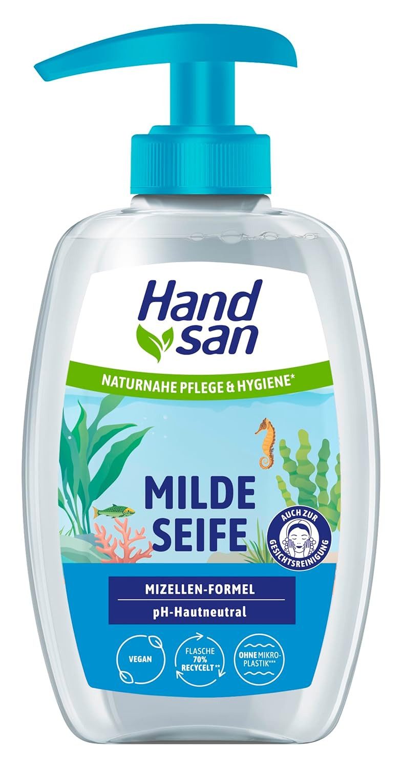 Handsan Мыло-Set Hand San Milde Seife mit Mizellen-Formel 300ml pH-neutral auch zur Ges
