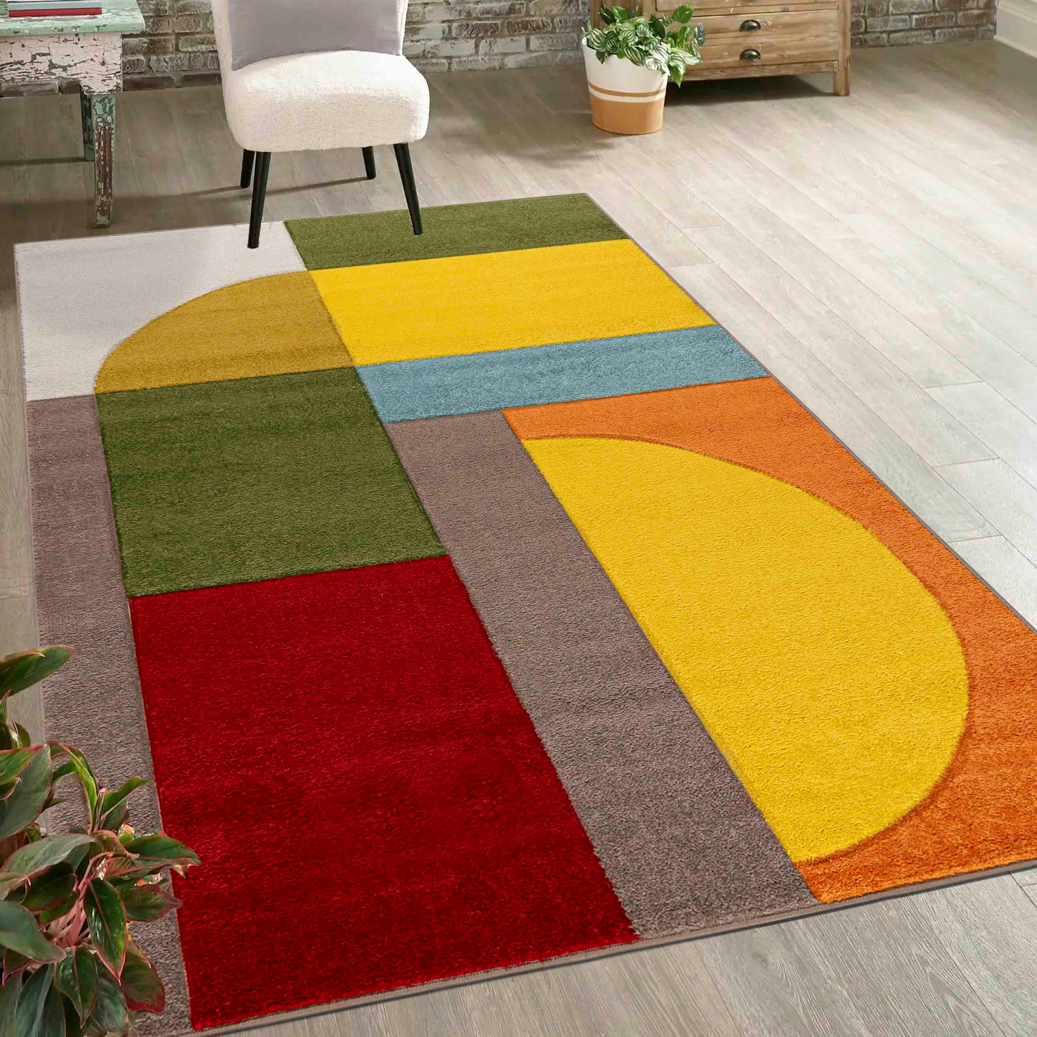 Mazovia Designteppich Modern Geometrischer Teppich Bunt Weich Teppich für W günstig online kaufen