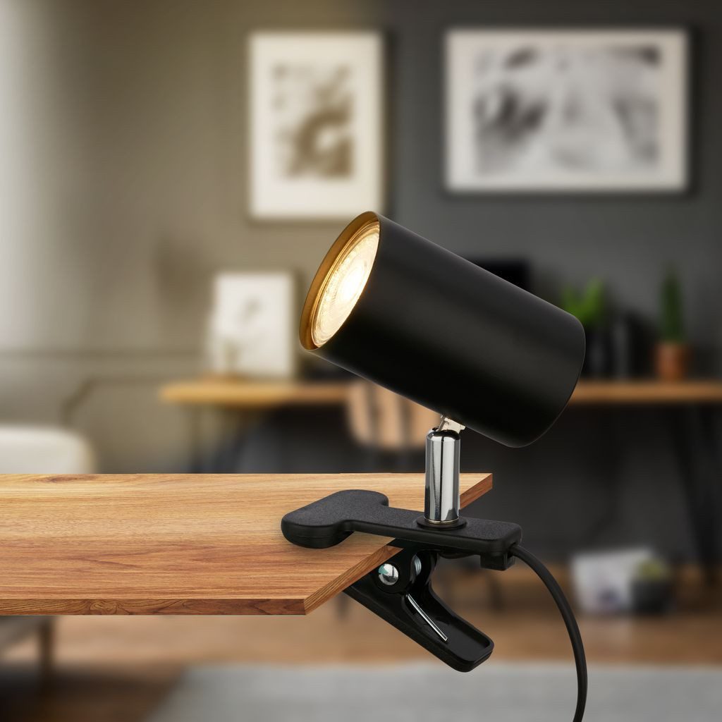 Briloner Leuchten Tischleuchte 2766015, ohne Leuchtmittel, 2700K - Extra-Warmweiß, Leselampe 16,5x6,5x12cm Schwarz GU10 max. 9 W Bettlampe Schreibtisch