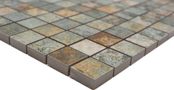 Mosani Mosaikfliesen Keramikmosaik Feinsteinzeug beige braun graugrün matt