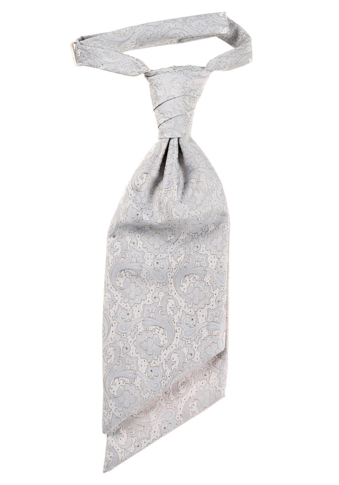 MONTI Krawatte ALESSIO Hochzeits-Plastron, mit Paisley-Muster silver festlichem