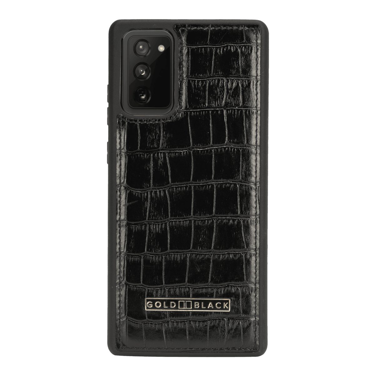 GOLDBLACK Handyhülle Samsung Note 20 Lederhülle Kroko-Prägung Schwarz