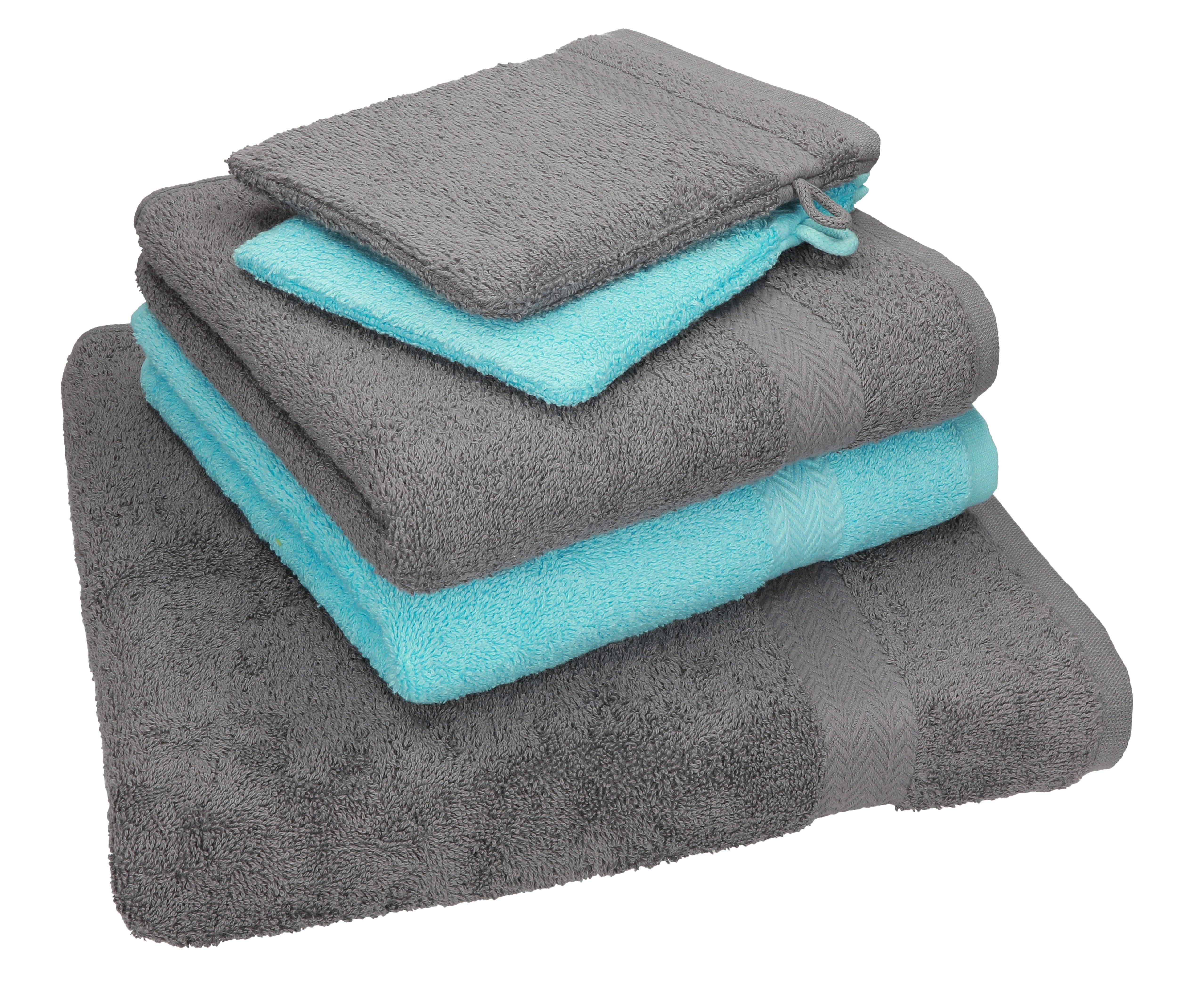 5 2 Set Baumwolle Set Handtuch Waschhandschuhe, Baumwolle, Handtuch Pack 1 TLG. 2 Duschtuch Single türkis Betz (5-tlg) Handtücher 100%