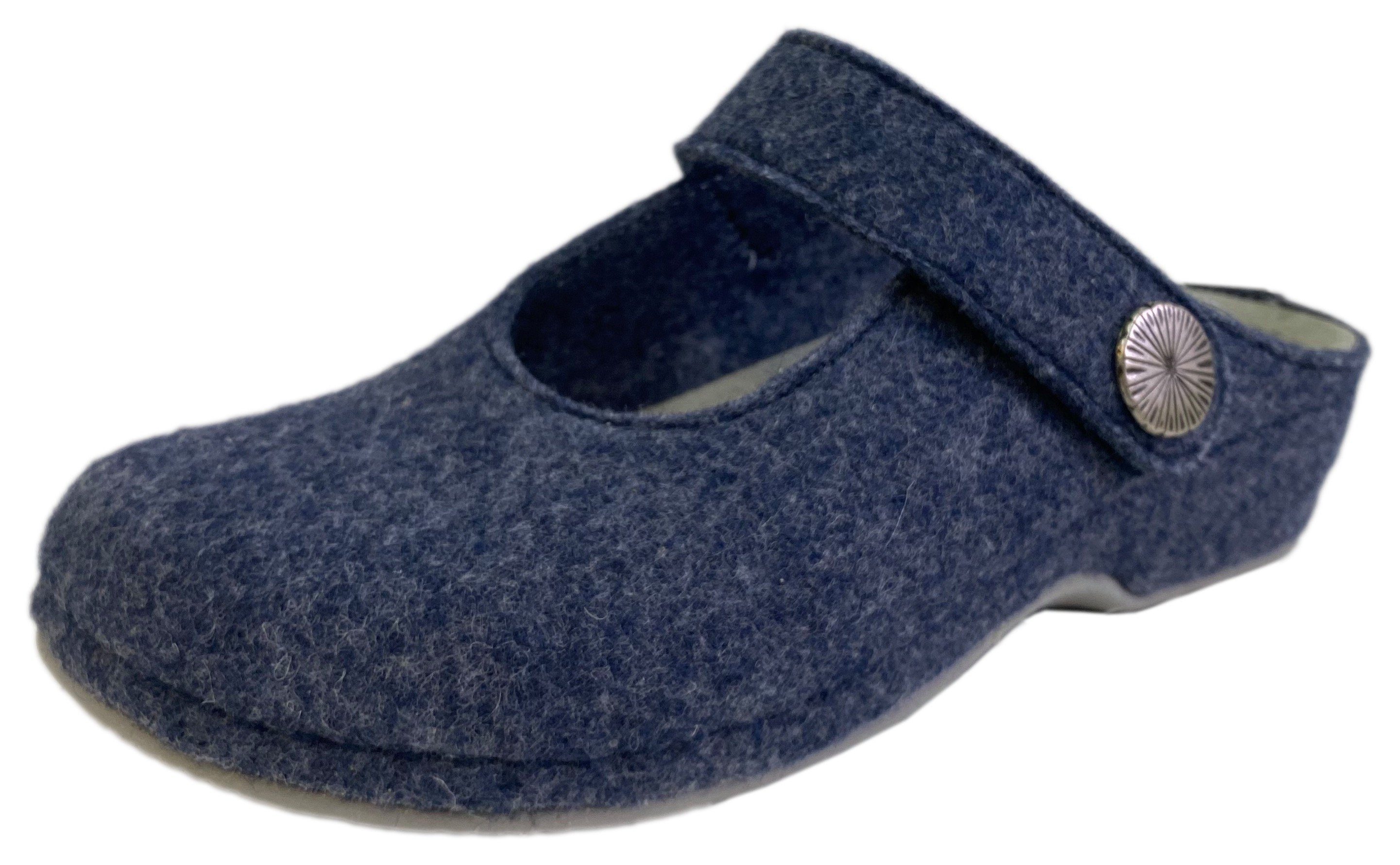 Pantoffel Riemchen, MUBB mit G-Weite blau BELLA