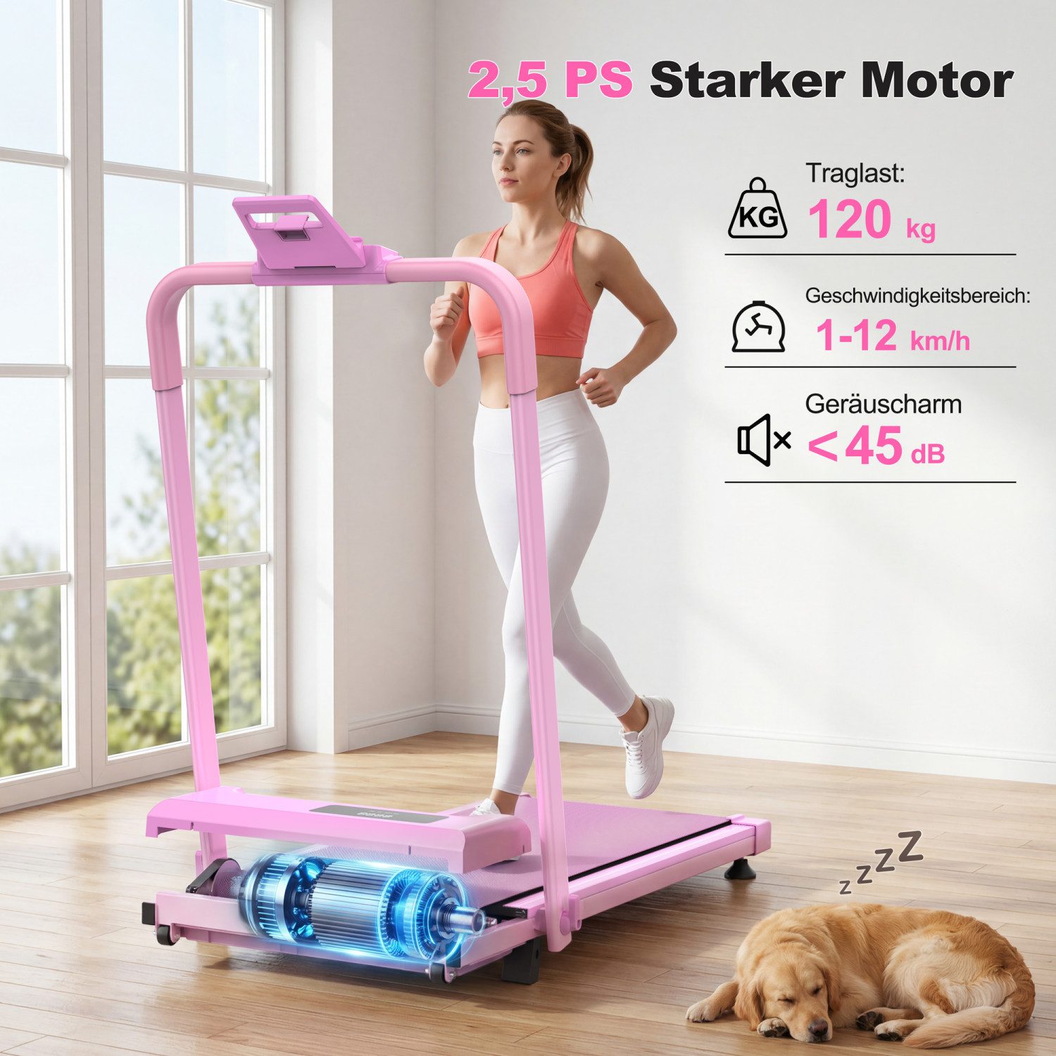 ANYSUN Laufband Klappbares Laufband für Zuhause, 2-in-1-Laufbänder zum Gehen, (2,5-PS-Tischlaufband Laufband für Zuhause Mit Tablet-Halterung), Laufbändern, Laufen und Joggen, mit einer Gewichtskapazität von120KG