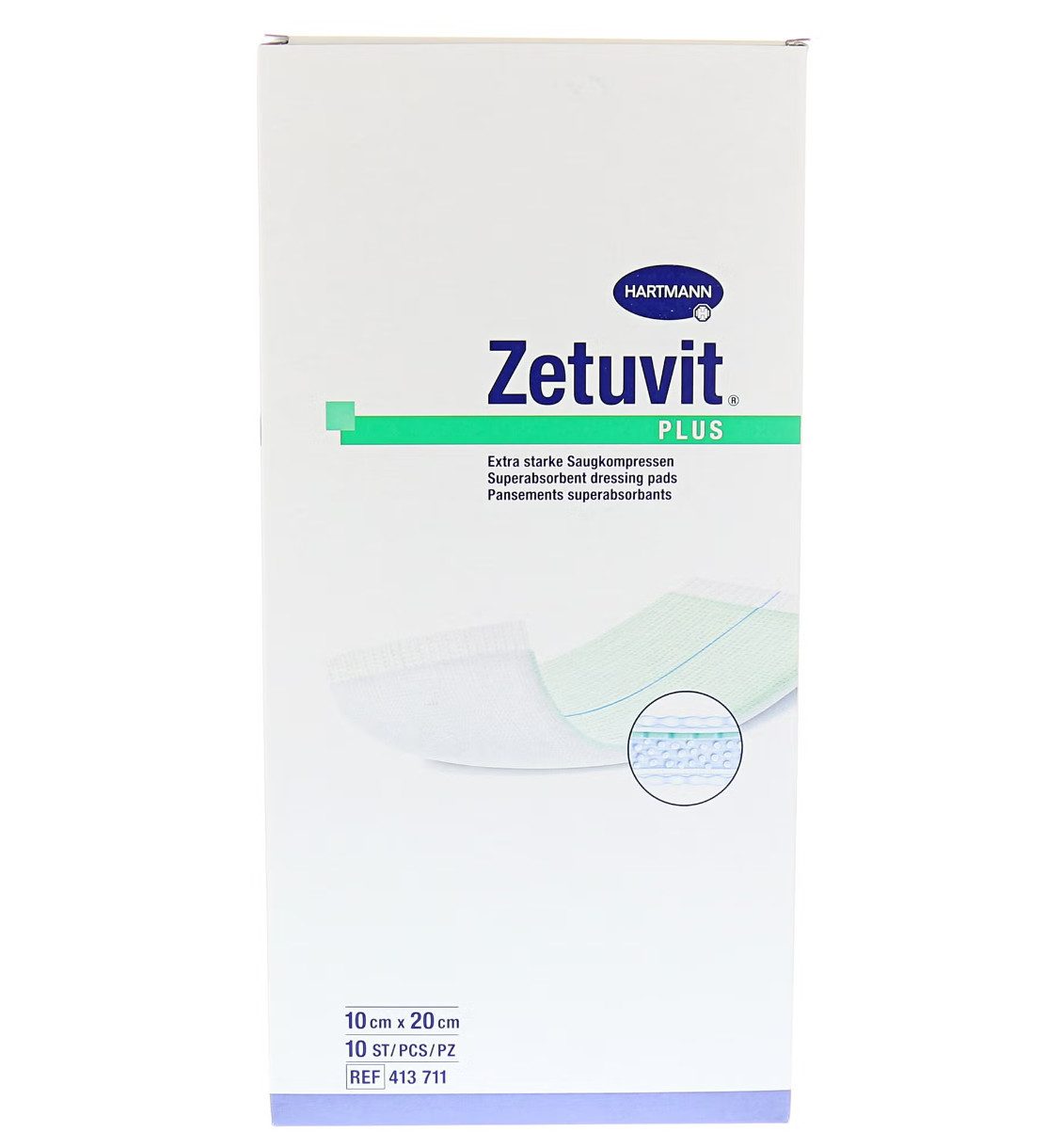 Gips-und Verbandschutz ZETUVIT Plus extrastarke Saugkompr.steril 10x20 cm